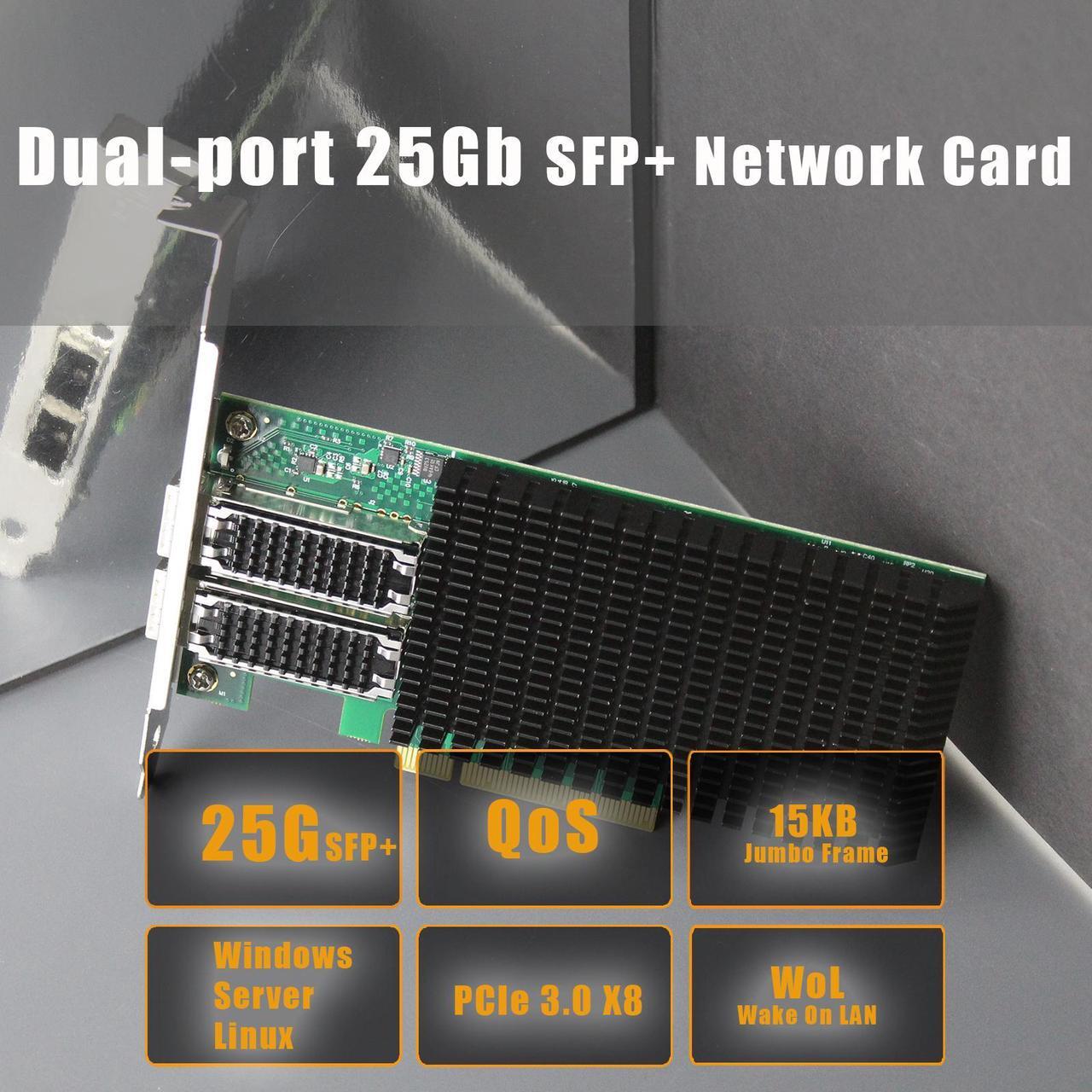 Alt view image 2 of 7 - GLOTRENDS ST7369 2-Port 25Gb SFP28 Server Network Card with Mellanox ConnectX-4 Controller, PCIe 3.0 X8 Interface, Support RDMA (RoCE v2), Not Infiniband