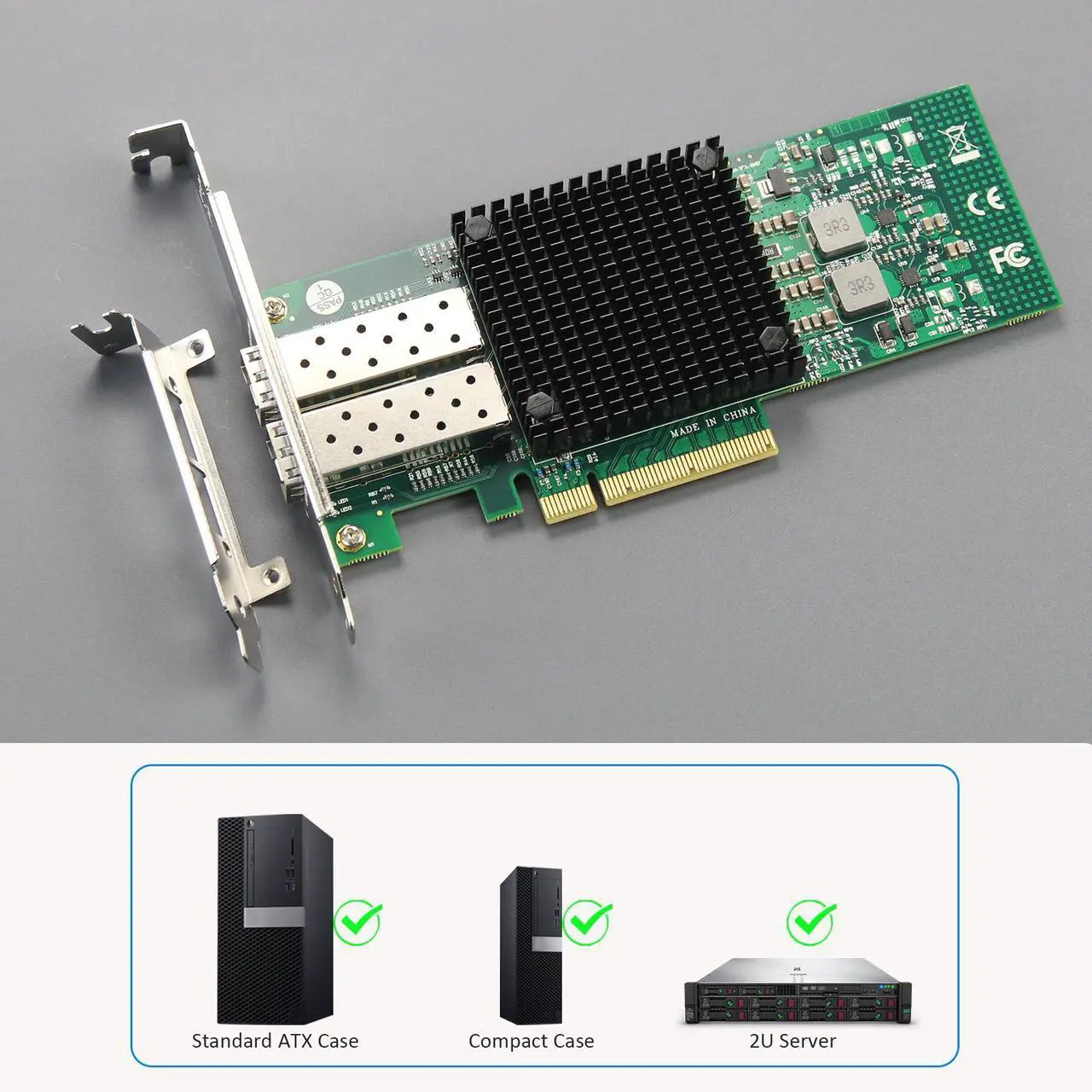 Alt view image 6 of 7 - GLOTRENDS ST7286 2-Port 10Gb SFP+ Server Network Card with Mellanox ConnectX-3 Controller, PCIe 3.0 X8 Interface, Support RDMA (RoCE v2), Not Infiniband