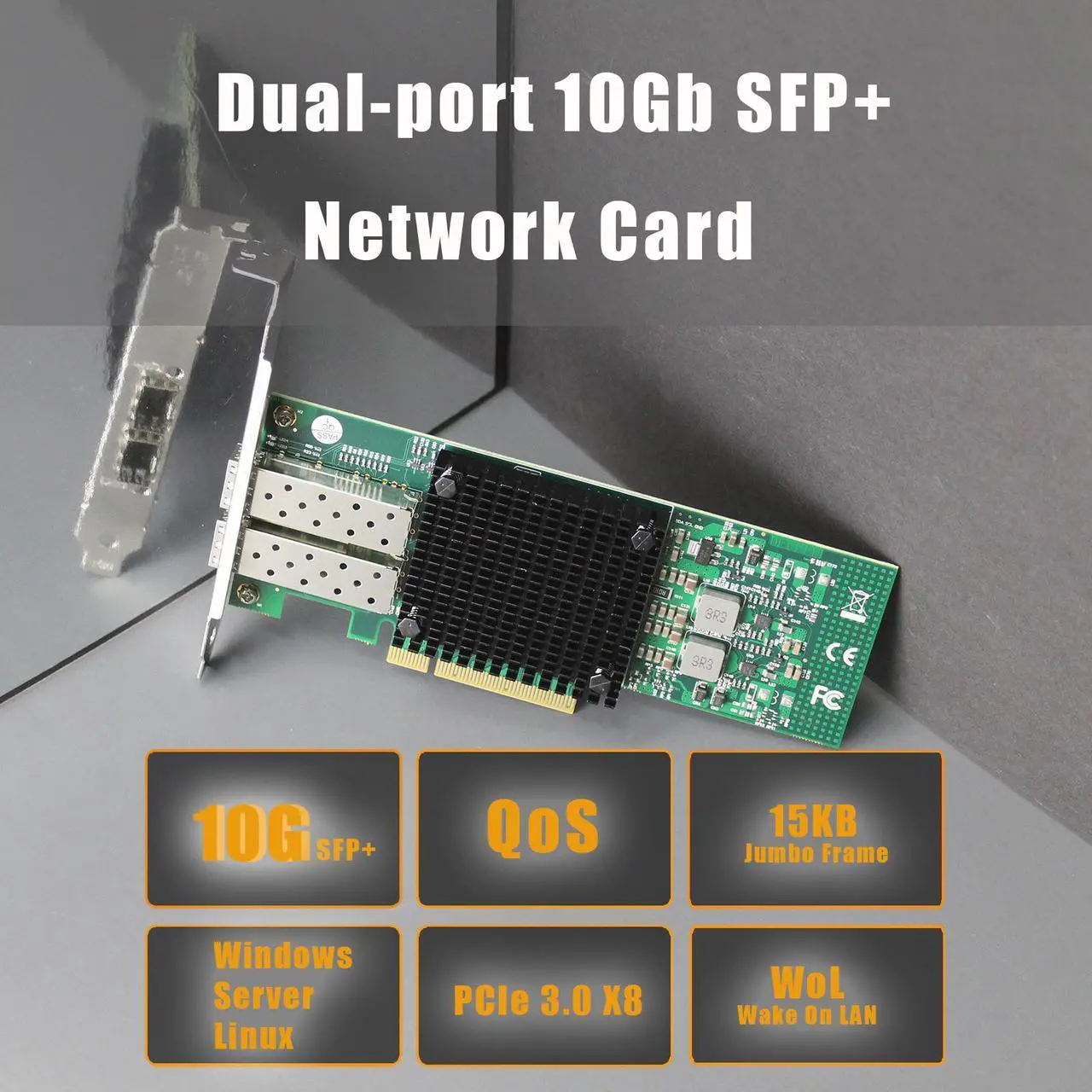 Alt view image 2 of 7 - GLOTRENDS ST7286 2-Port 10Gb SFP+ Server Network Card with Mellanox ConnectX-3 Controller, PCIe 3.0 X8 Interface, Support RDMA (RoCE v2), Not Infiniband