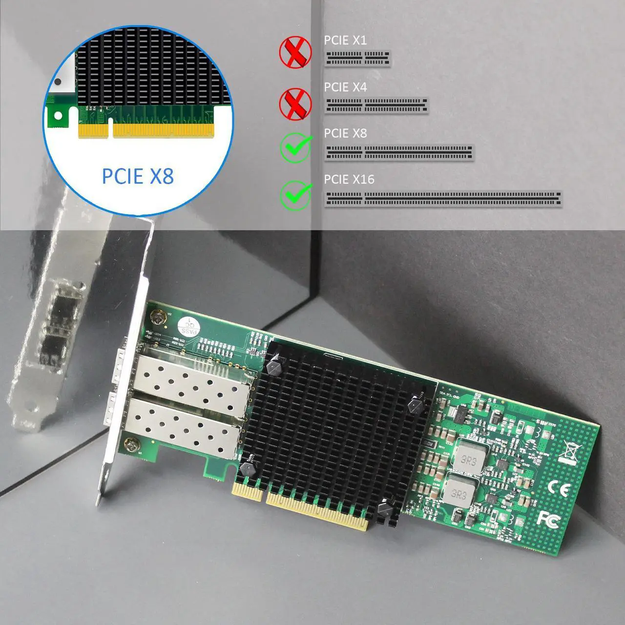 Alt view image 7 of 7 - GLOTRENDS ST7286 2-Port 10Gb SFP+ Server Network Card with Mellanox ConnectX-3 Controller, PCIe 3.0 X8 Interface, Support RDMA (RoCE v2), Not Infiniband