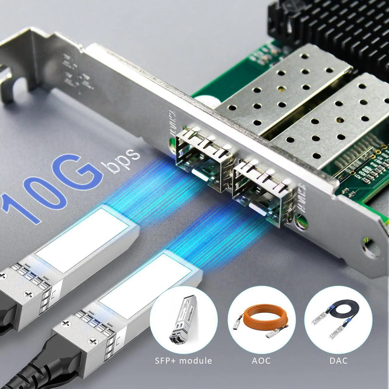 Alt view image 3 of 7 - GLOTRENDS ST7286 2-Port 10Gb SFP+ Server Network Card with Mellanox ConnectX-3 Controller, PCIe 3.0 X8 Interface, Support RDMA (RoCE v2), Not Infiniband