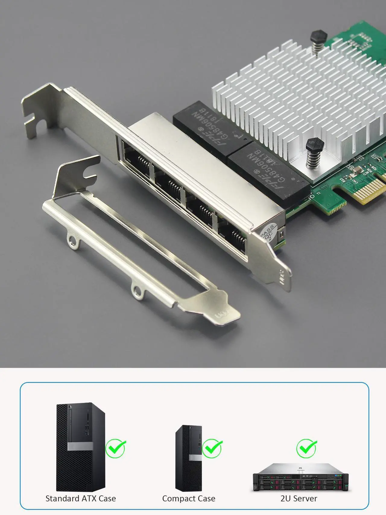 Alt view image 5 of 7 - GLOTRENDS ST7387 4-Port Gigabit PCIe Ethernet Network Card, 4 x RTL8111H Chip, 4 x RJ45 LAN Port, PCIe X1 Installation