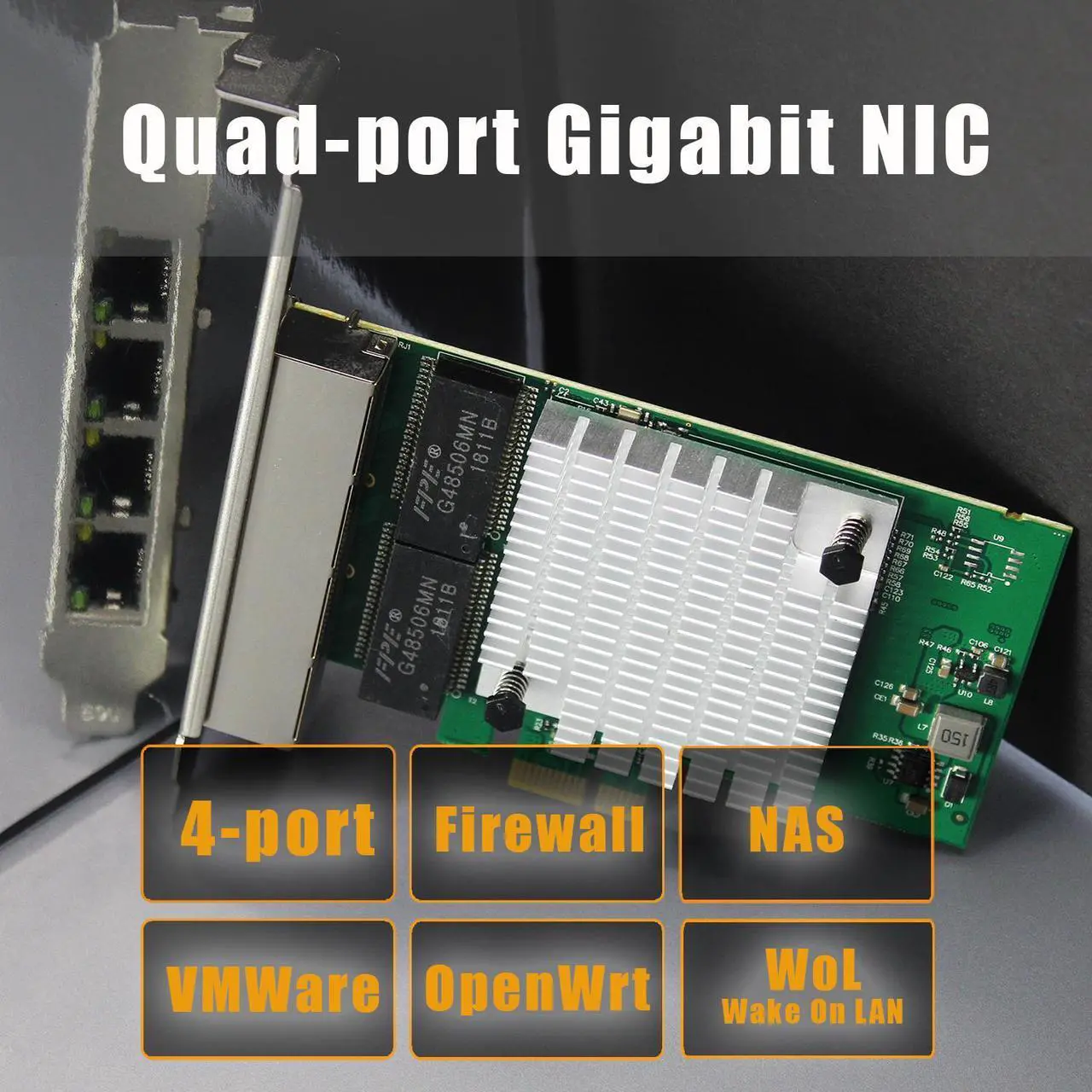Alt view image 2 of 7 - GLOTRENDS ST7387 4-Port Gigabit PCIe Ethernet Network Card, 4 x RTL8111H Chip, 4 x RJ45 LAN Port, PCIe X1 Installation