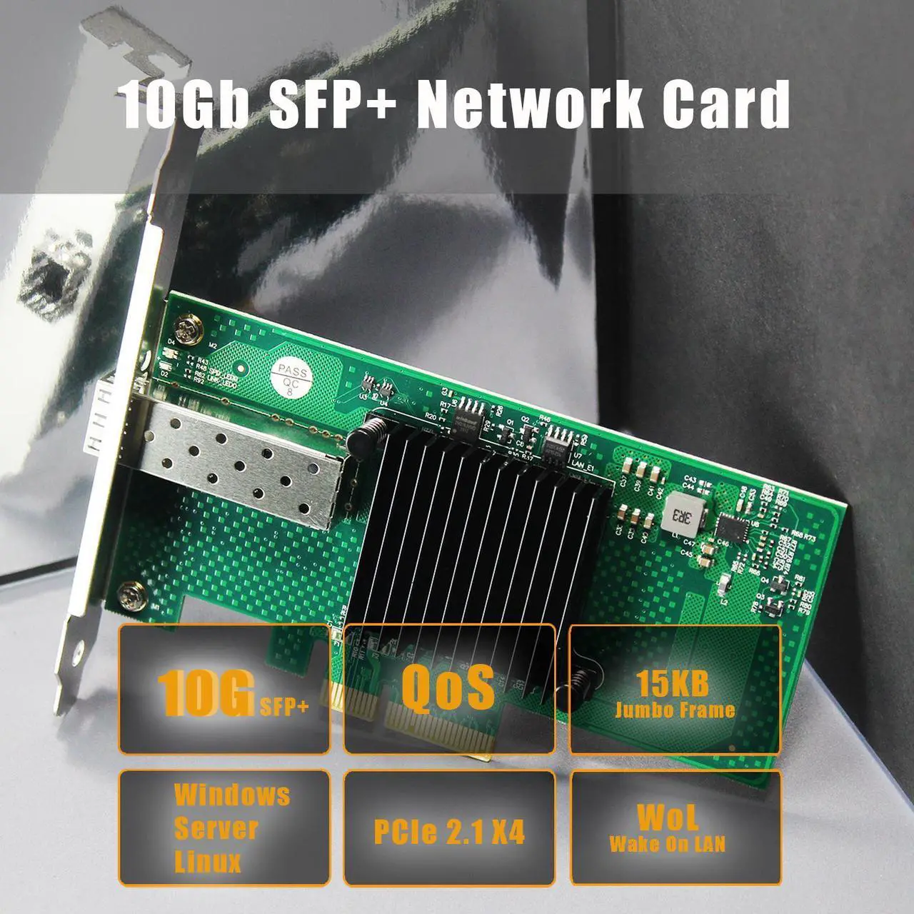 Alt view image 2 of 7 - GLOTRENDS ST7315 10Gb PCI-E NIC Network Card, 10Gb SFP+ Port, Intel 82599EN Controller (X520-DA1), Support Windows Server/Linux/VMware