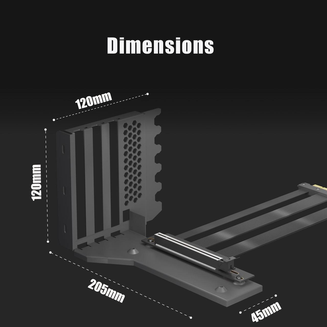 Alt view image 7 of 7 - GLOTRENDS PCIE 5.0 Riser Cable with Vertical GPU Holder Bracket for 7 x PCI Baffle PC Tower Installation