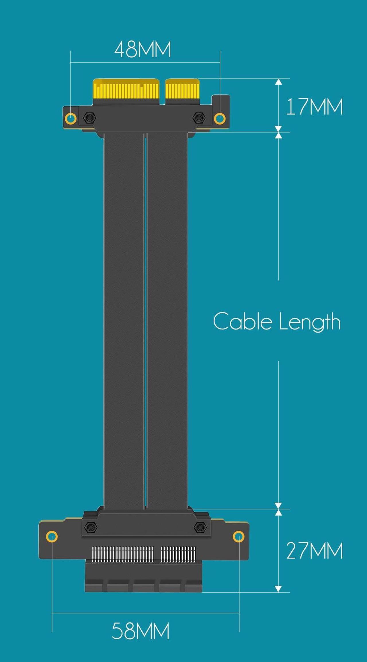 Alt view image 5 of 7 - GLOTRENDS 300mm PCIe 4.0 X4 Riser Cable for M.2, WiFi, Firewire, USB, Sound Cards, etc