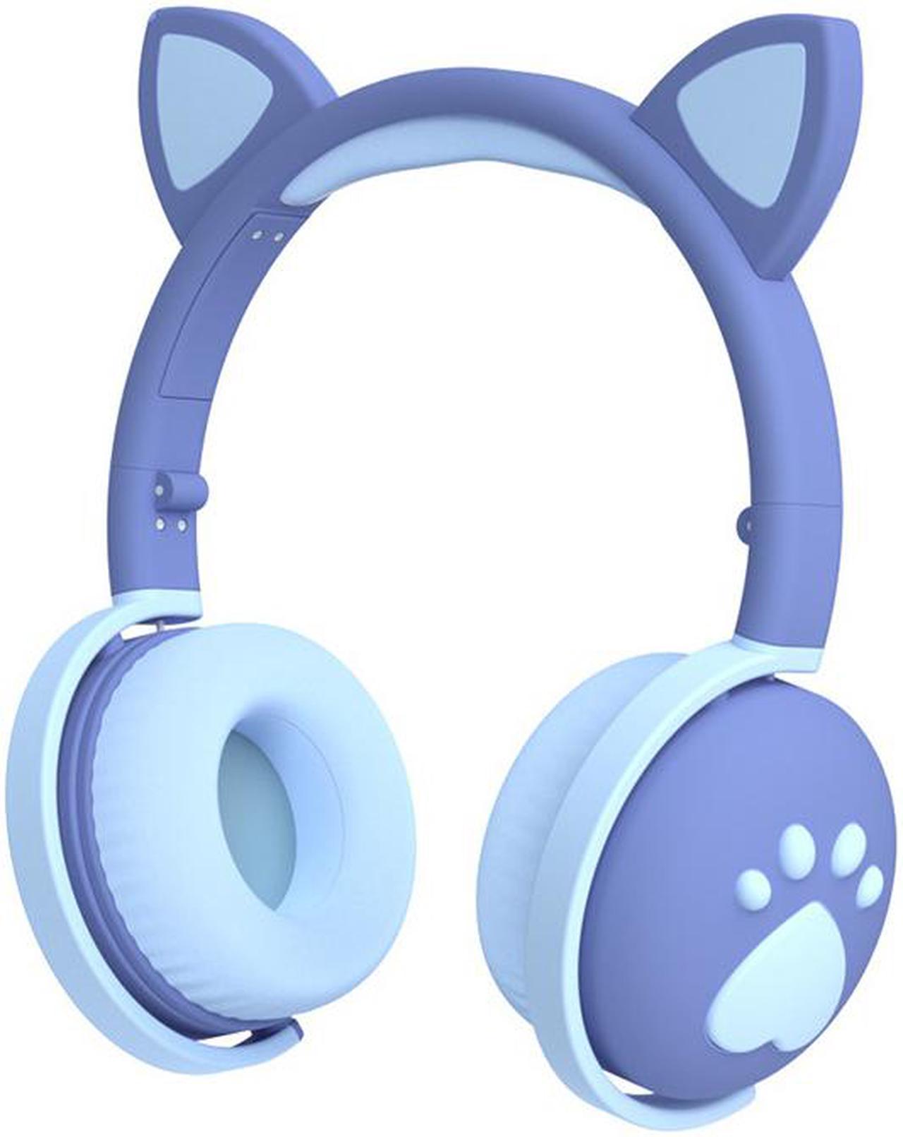 Bluetooth 5.0 HIFI Stereo Headphones Glowing Cute Colorful  LED Cat Ear Paw Girls Gift Kids Foldable Headset Wireless  3.5mm Plug with HD Microphone