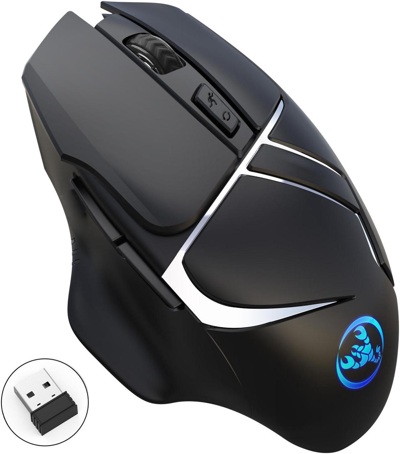 Rechargeable 2.4G Wireless Gaming Mouse 2400DPI Adjustable Ergonomic 6 Buttons LED Backlit Gamer Mouse for Laptop Desktop PC