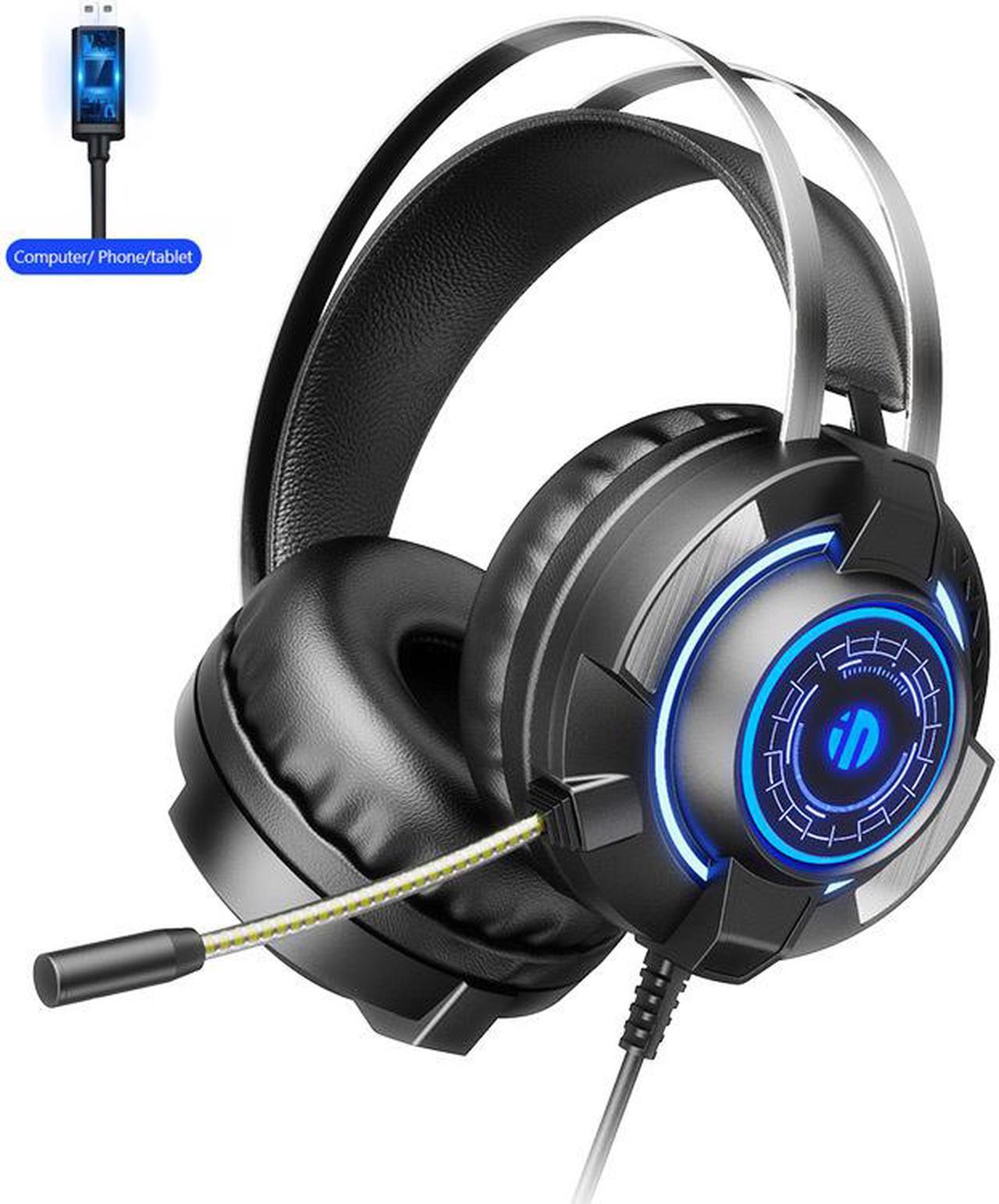 7.1 Stereo Sound Gaming Headset Earphone Wired Gamer Headphone USB Plug 50mm Speaker Headsets with Mic LED light for PC Gamer