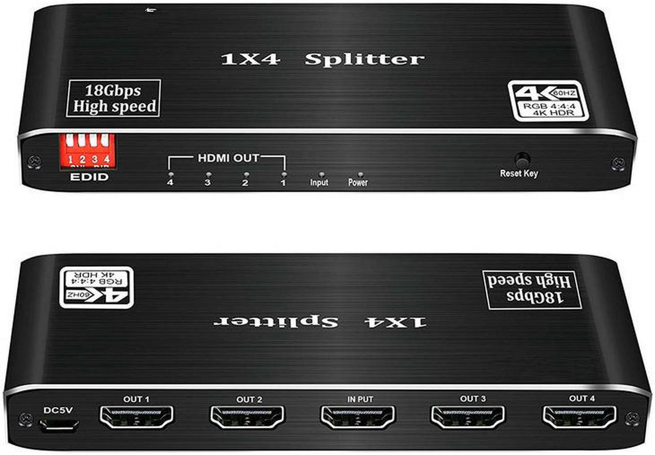 4K@60hz HDR HDMI 2.0 Splitter 1 In 4 Out HD Transmission EDID Management Support 3D Format HDCP2.2 18Gbps 1*4 Splitter