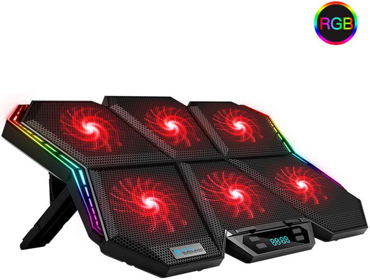 RGB Laptop Cooler 12-17 Inch Led Screen Laptop Cooling Pad Notebook Cooler Stand with Six Fan and 2 USB Ports