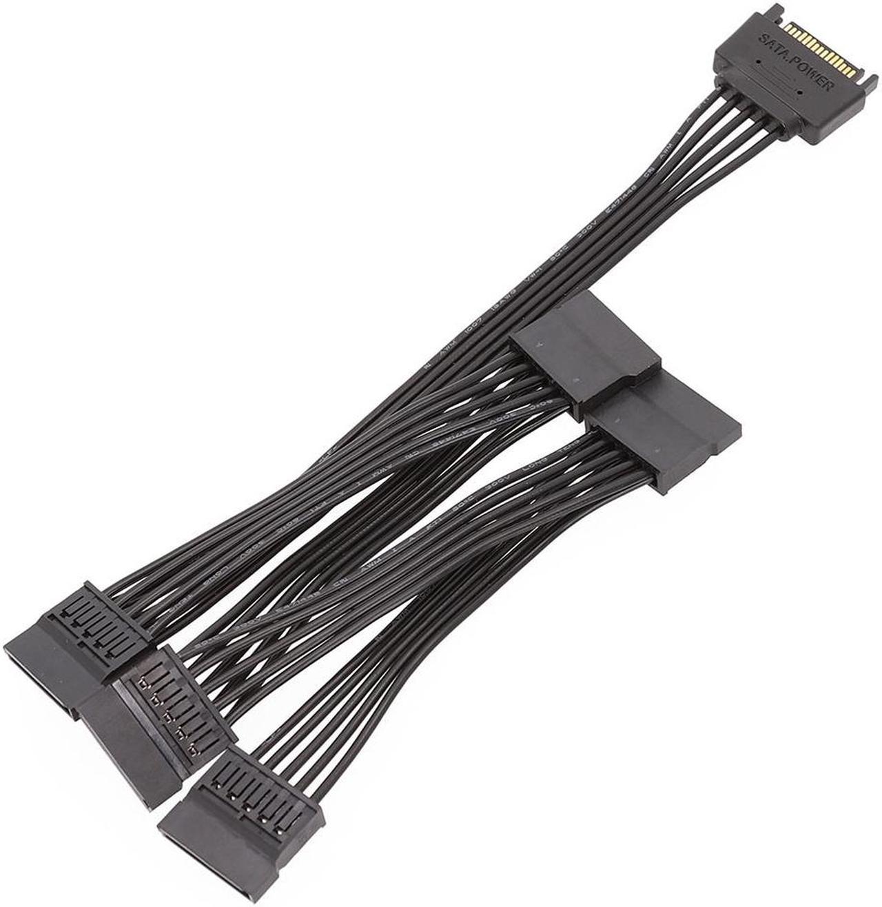 15Pin Male 1 to 5 SATA 15Pin Female Hard Drive Power Supply Splitter Cable HDD Cord for DIY PC Sever 15-pin Power 60CM