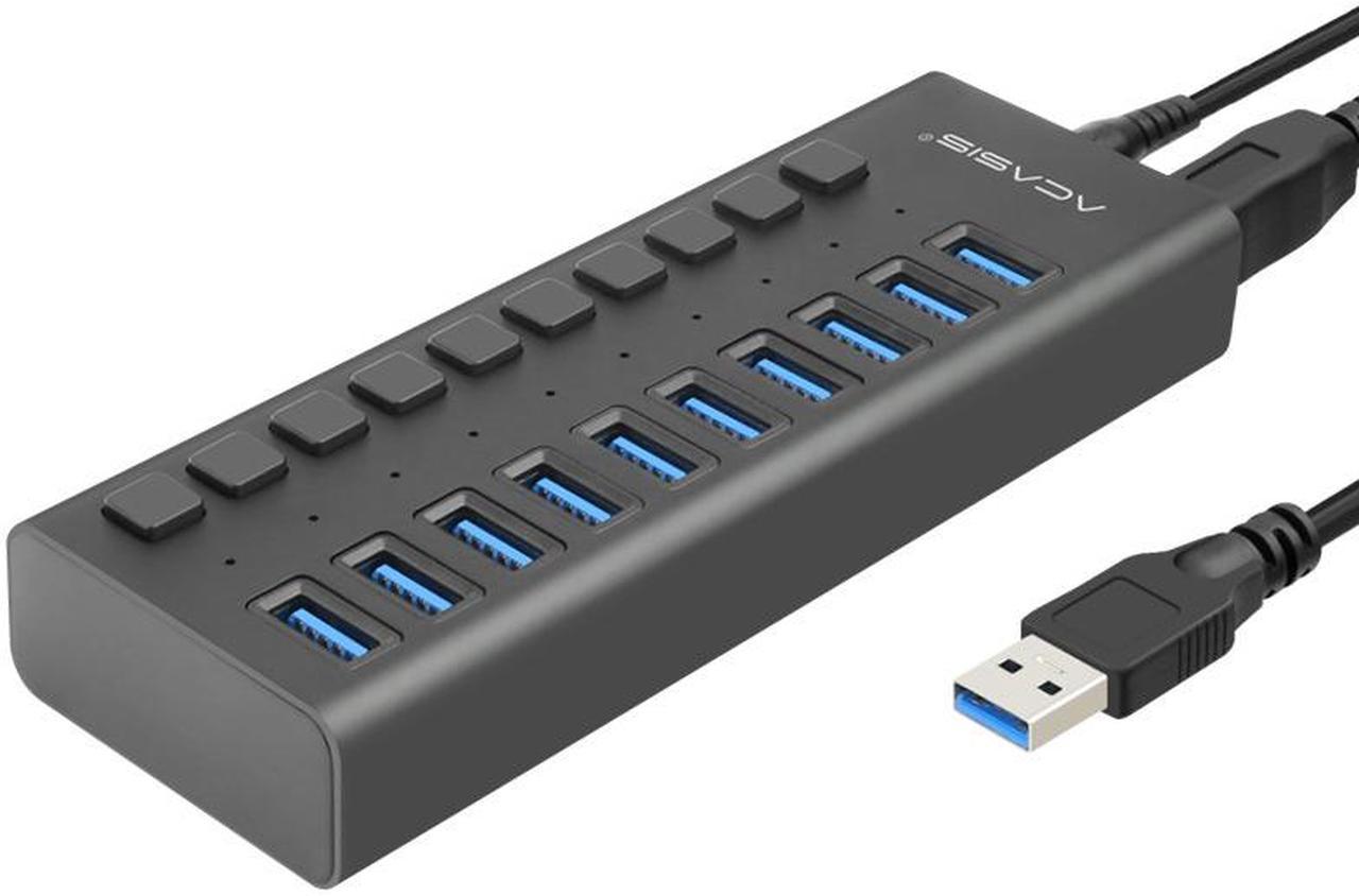 Acasis Multi USB 3.0 Hub 10 ports High Speed With ON OFF Switch Adapter Splitter USB Expander Computer Accessories