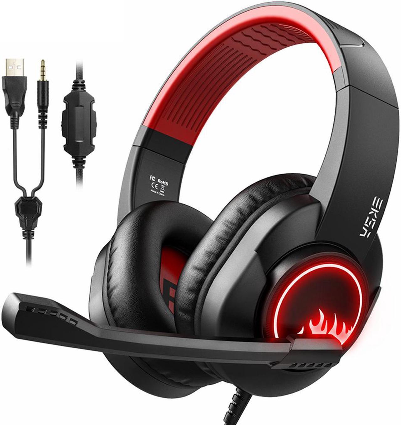 PC Gaming Headset Gamer 3.5mm Stereo Wired Headphones with Microphone Noise Cancelling LED Lights For PS4/Xbox one/Phone