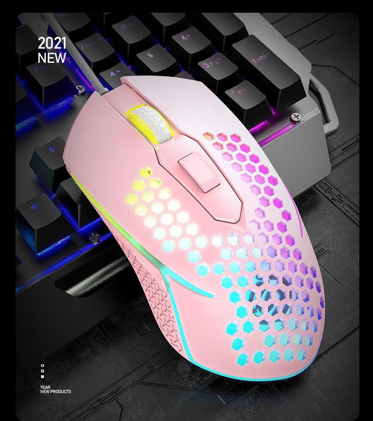 New USB Wired Gaming Mouse Computer 3200 DPI 6 Buttons Mice Online Games Competitive Hollow Lightweight RGB Mouse Ergonomics Honeycomb Mat