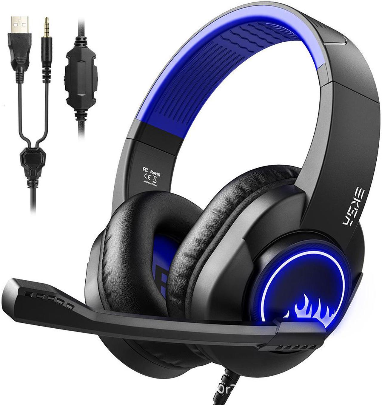 PC Gaming Headset Gamer 3.5mm Stereo Wired Headphones with Microphone Noise Cancelling LED Lights For PS4/Xbox one/Phone