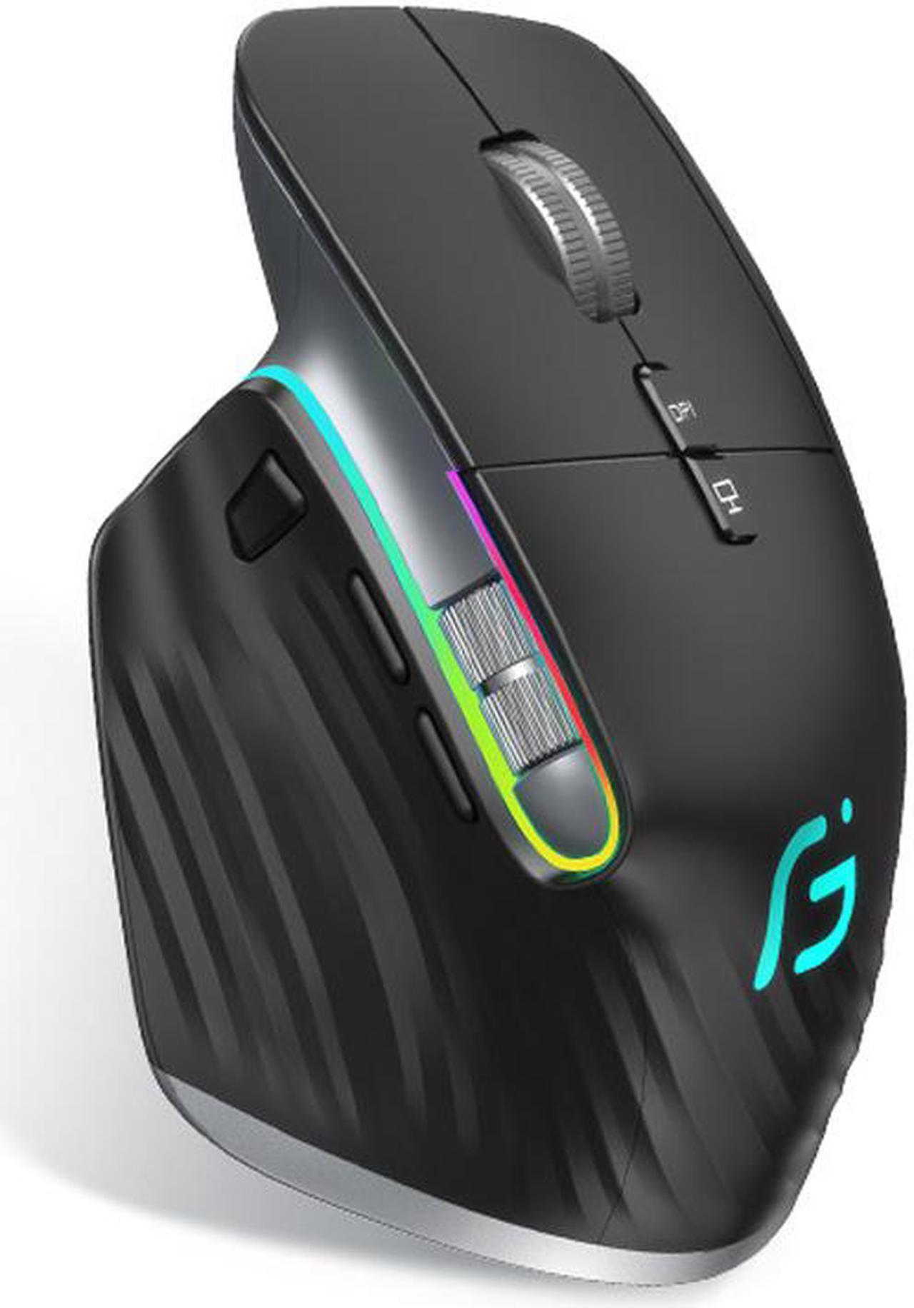 Rechargeable Wireless 2.4Ghz + Bluetooth 5.0 Gaming Mouse 9 keys 4000DPI Adjustable Silent Mute RGB Dual Mode Mice Laptop Mechanical Office Home (Dual mode)