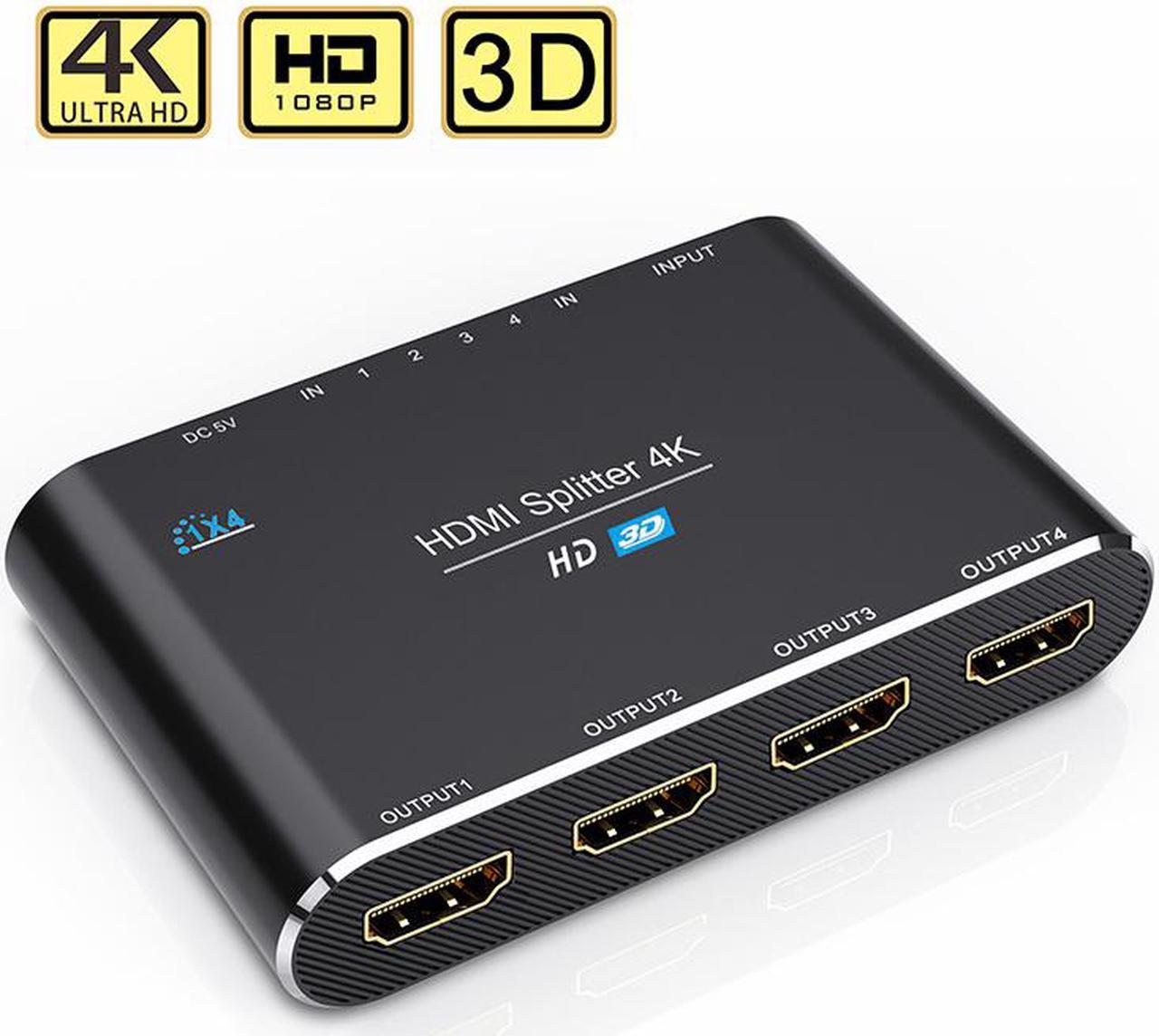 1 In 4 Out HDMI Splitter 4K*2K 3D 1x4 HDMI Splitter Full Ultra HD Support 3D & 4K for DVD PS3/4 Blu-Ray Player HDTV