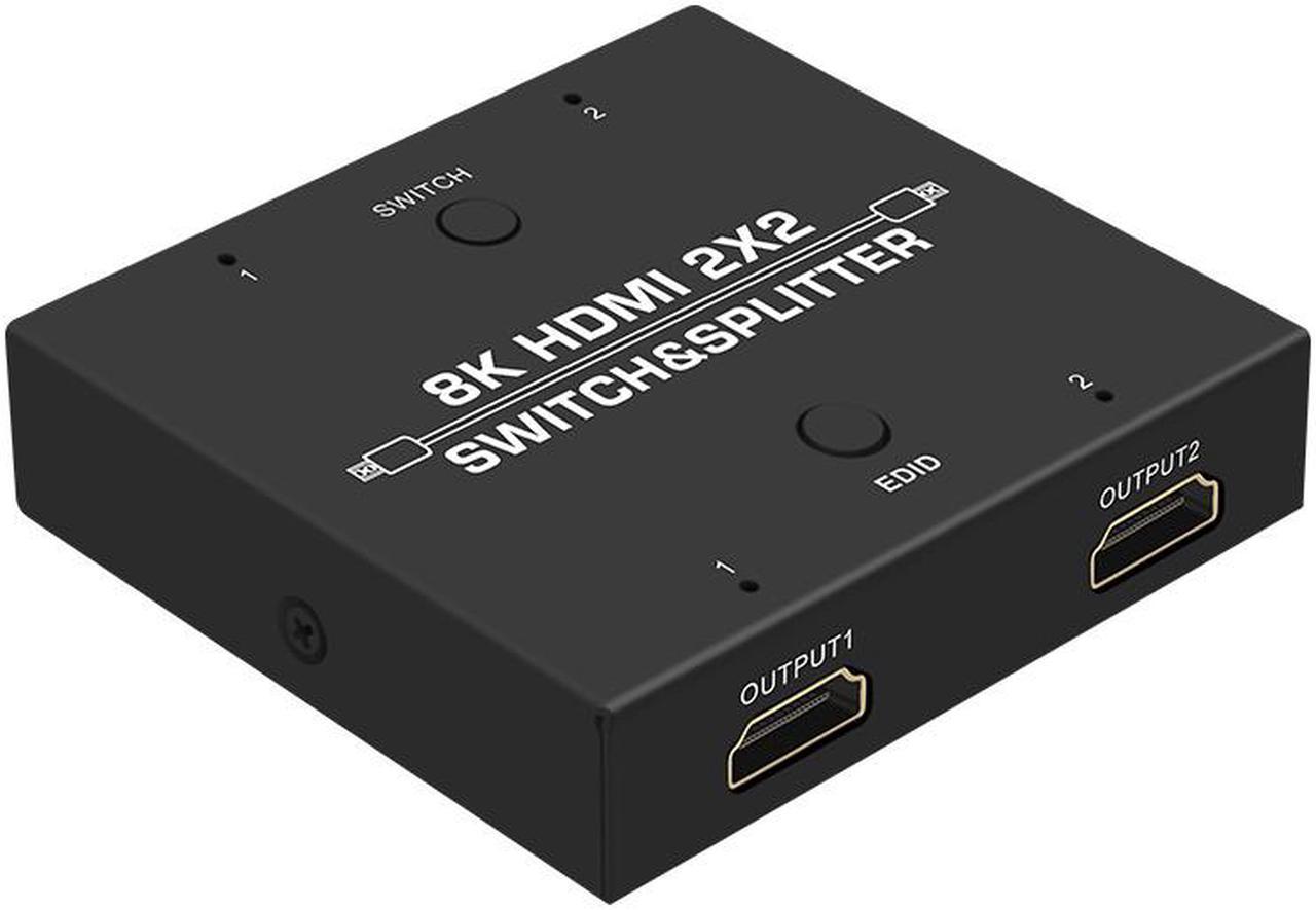 8K HDMI2.1 Switch & Splitter 2 In 2 Out Video Switcher 2*2 Video Matrix 8K@60Hz 4K@120Hz Splitter EDID Dynamic HDR Multi Screen