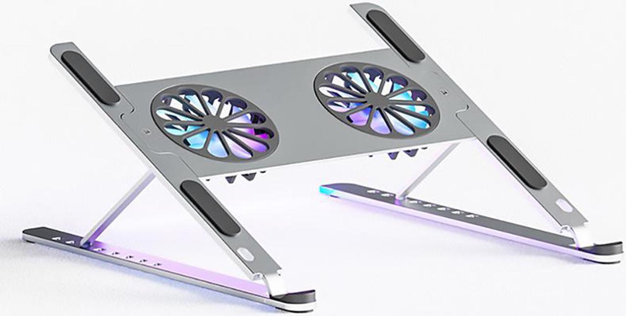 Aluminum Alloy Foldable Laptop Tablet Stand Adjustable Notebook Bracket With Cooling Fan Heat Dissipation For 10-17.3 inch Notebook MacBook Air Pro HP DELL Cooler