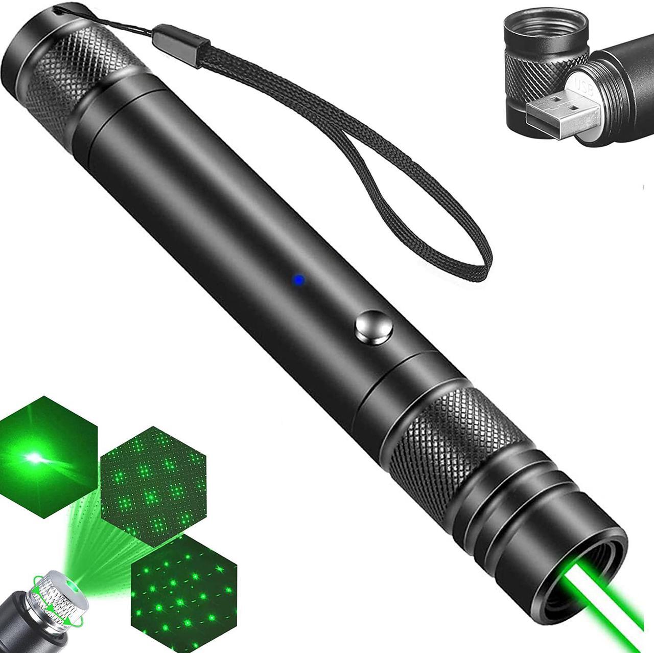 Long Range Laser Pointer High Power, Green High Power Laser Pointer for Indoor Cats Dogs Pet Lazer Pointer Pen Toys High Power Laser for Teaching Outdoor Hunting Laser Pointer Rechargeable USB