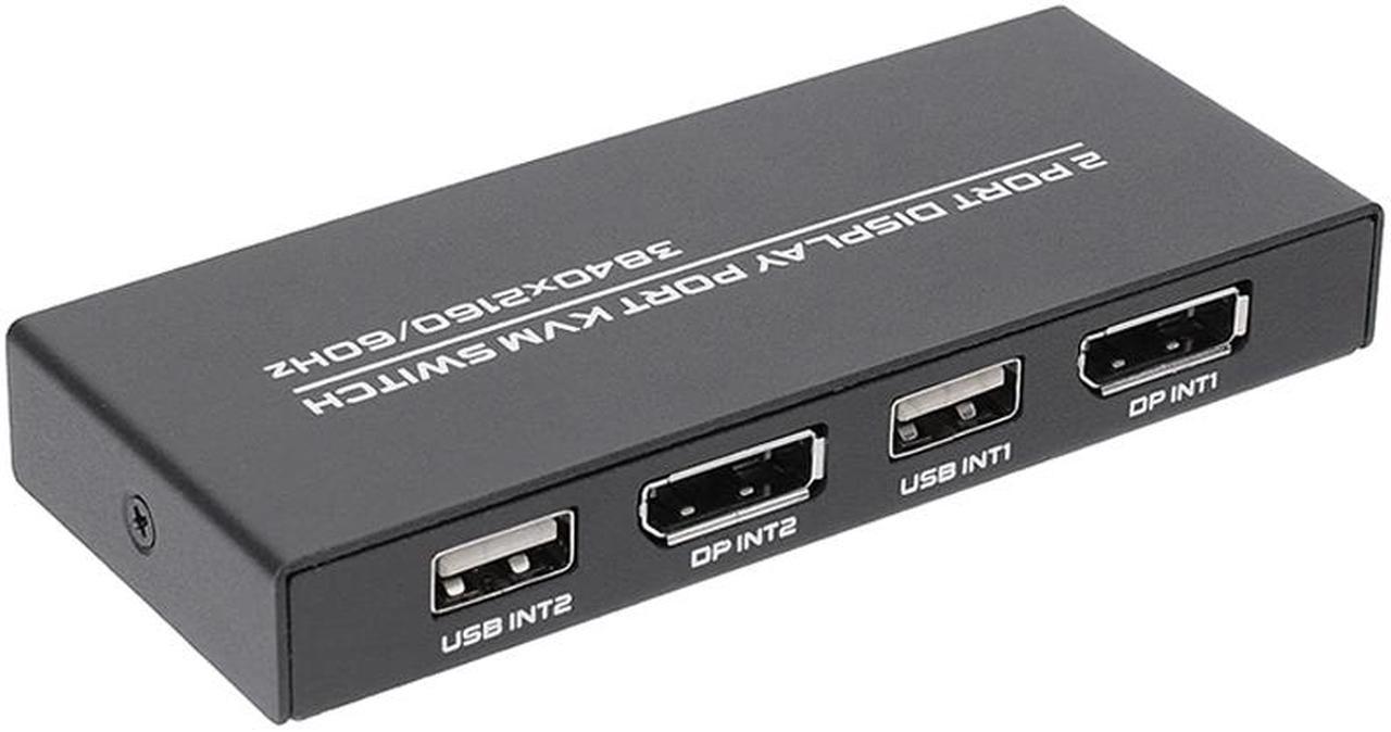 2 Port Displayport KVM Switch 4K 60Hz USB DP KVM 2 in 1 out DP USB KVM Switch 2x1 For PC to Share Monitor Mouse Keyboard Printer(with Wired Remote )