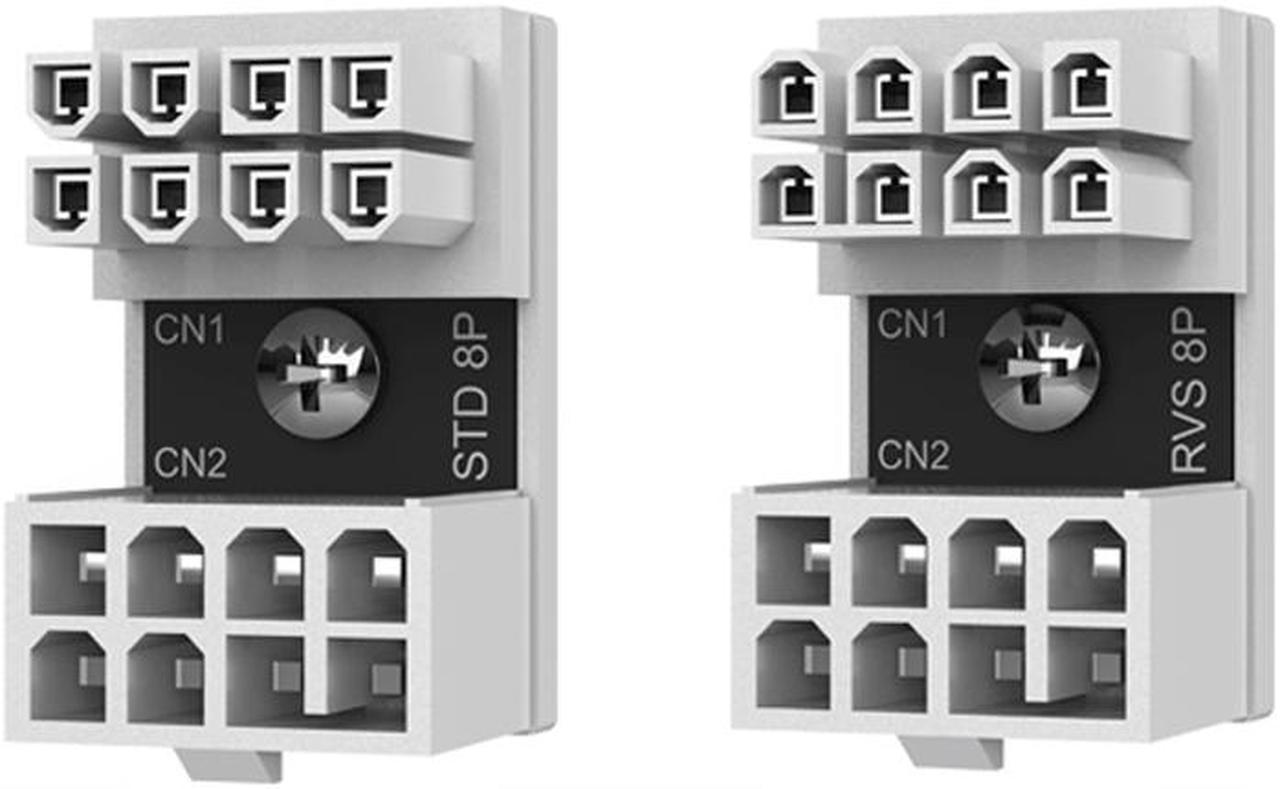 White 8pin Graphics Card Power Connector 180° Turning Steering Head ,Computer GPU Power Supply Connector 8PIN Adapter 180° Turning(2 PACK One Positive Direction and One Negative Direction )