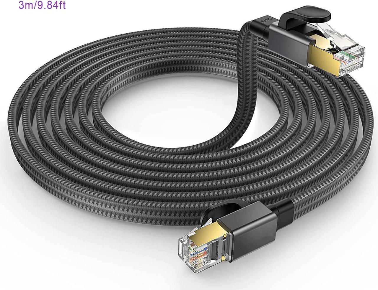 40Gbps Cat8 Ethernet Cable Network LAN Patch Cord Gold Plated RJ45 Connector Cat 8 Flat Wire for Router Modem Computer PC