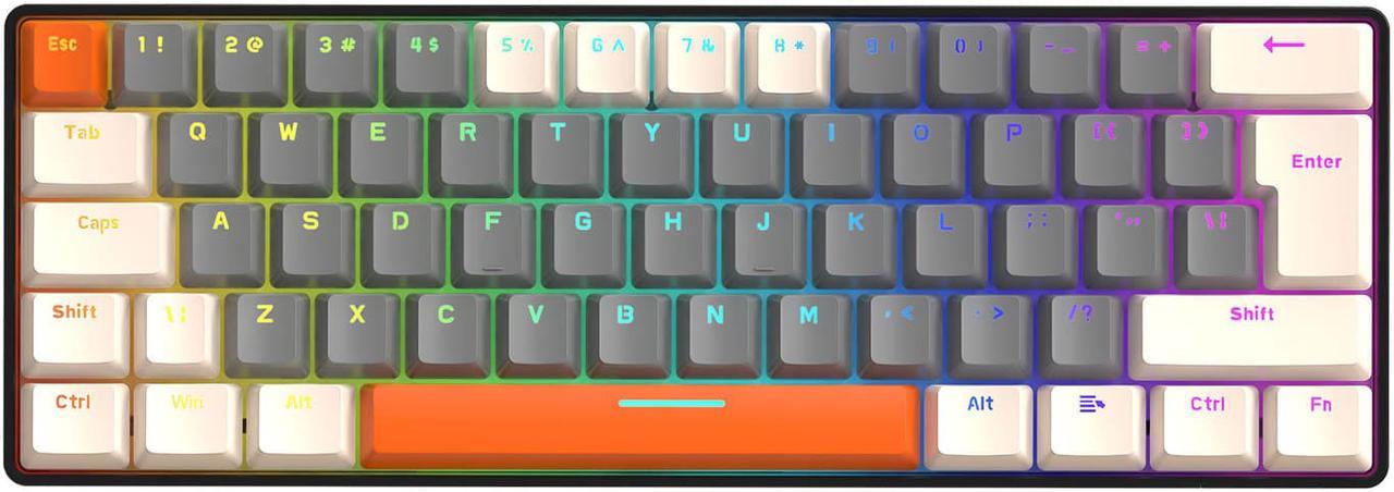 Mini Mechanical Keyboard RGB Backlit Green Switch 62 Keys Wired Type-C Cable Ergonomic Keyboard for Win/Mac Laptop Office Computer