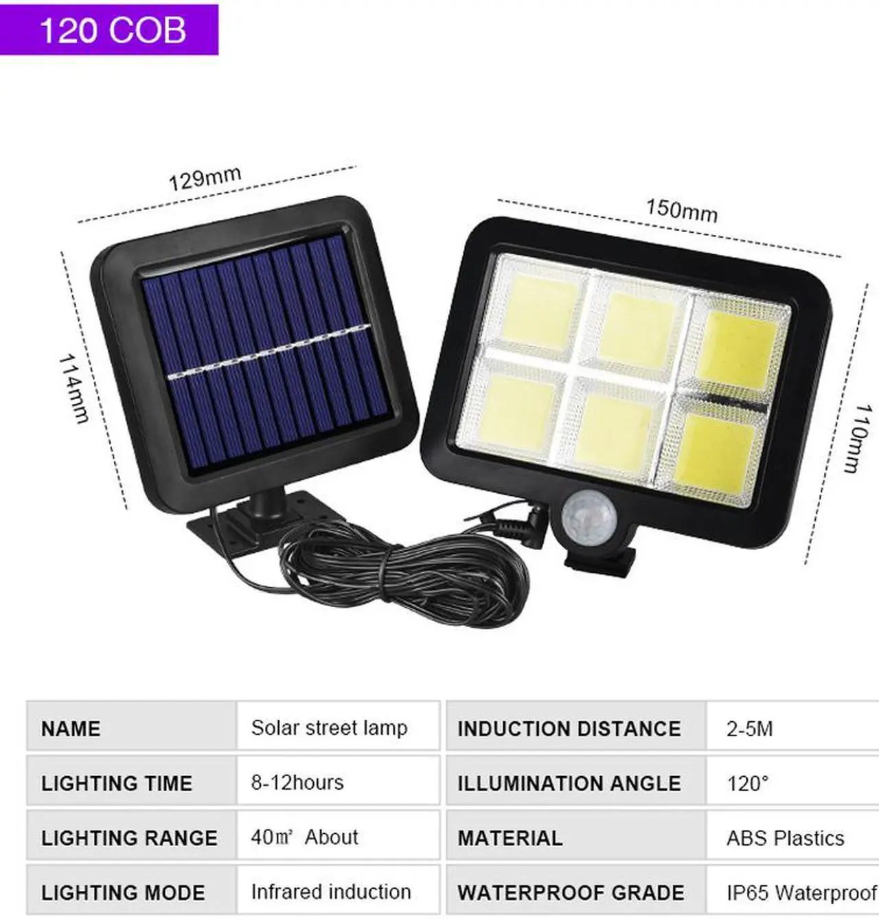 Alt view image 7 of 7 - 120 LED Solar Light Outdoor Solar Lamp PIR Motion Sensor Wall Light Waterproof Solar Powered Sunlight For Garden Decoration