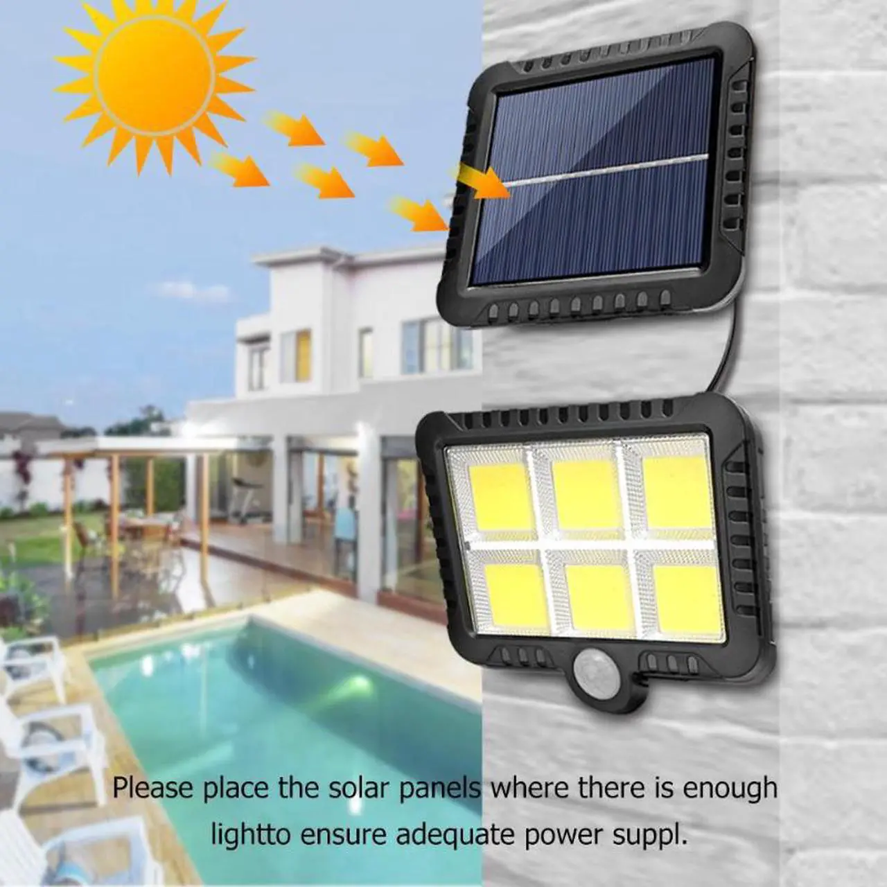 Alt view image 2 of 7 - 120 LED Solar Light Outdoor Solar Lamp PIR Motion Sensor Wall Light Waterproof Solar Powered Sunlight For Garden Decoration