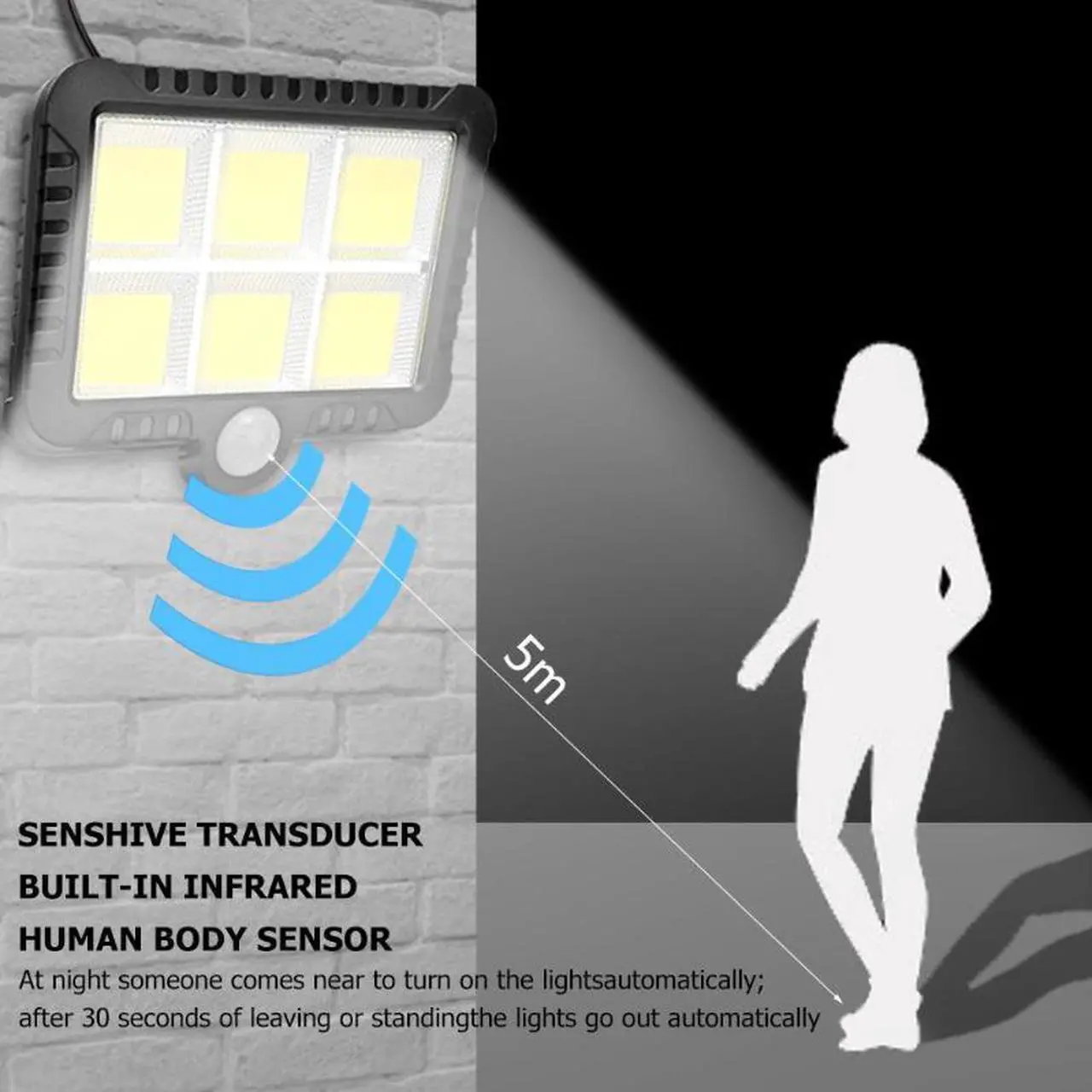 Alt view image 4 of 7 - 120 LED Solar Light Outdoor Solar Lamp PIR Motion Sensor Wall Light Waterproof Solar Powered Sunlight For Garden Decoration