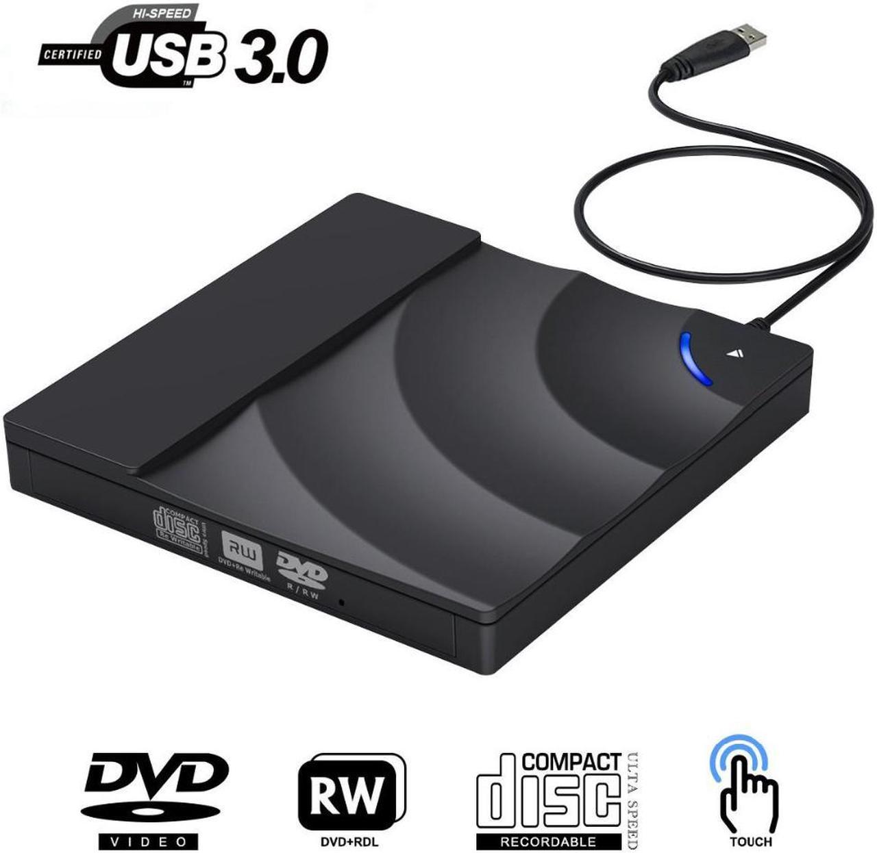 External CD DVD Drive, Portable USB 3.0 DVD CD RW Writer Reader CD-RW/DVD-RW Player Burner High Speed Data Transfer for for PC Laptop Desktop MacBook Windows XP/Win 7/Win 8/Win 10/Vista/Linux/Mac OS