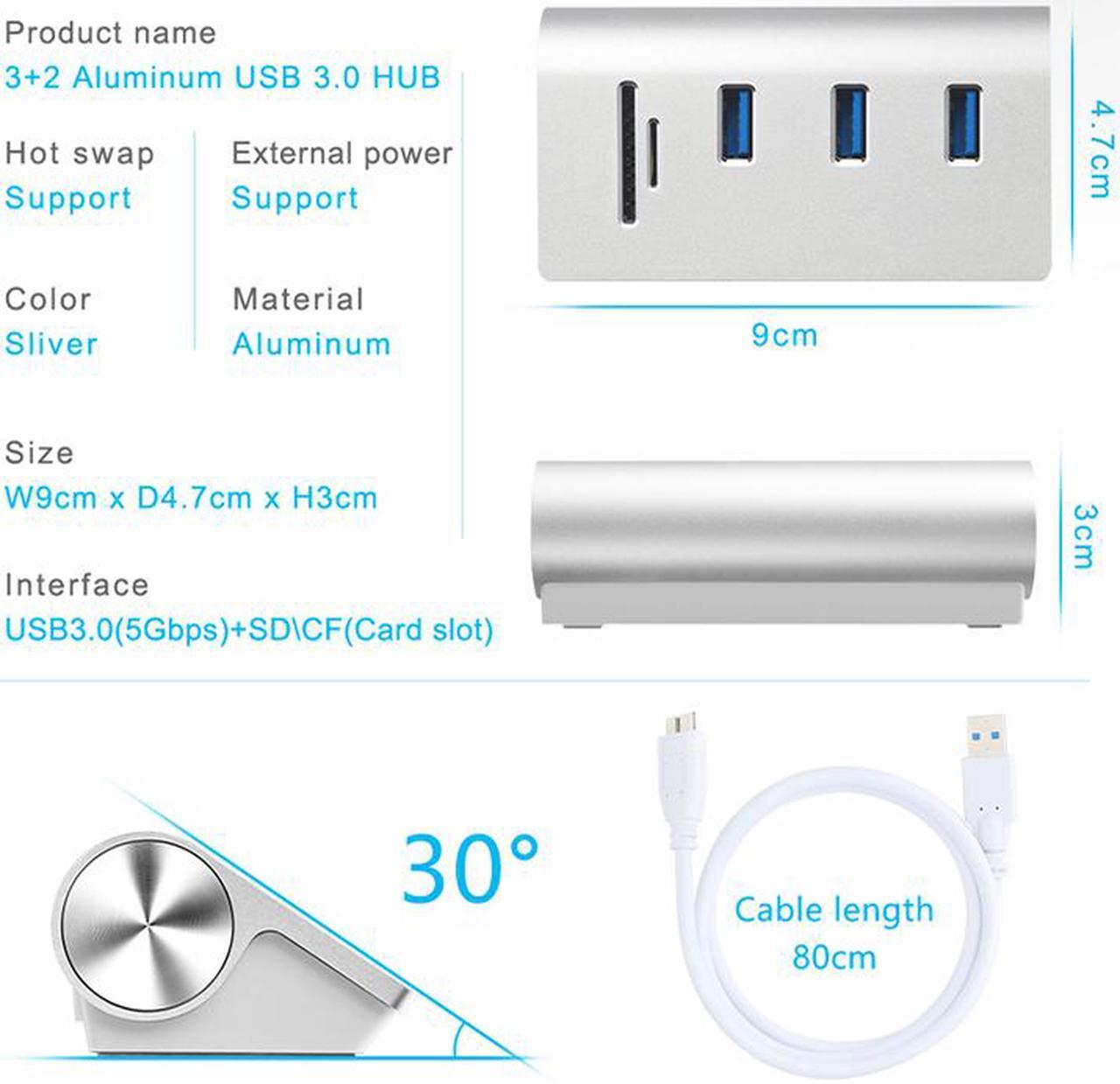 Alt view image 4 of 7 - Multi usb 3.0 hub 3 port adapter splitter Power Interface SD TF Card Reader for MacBook Air computer laptop accessories