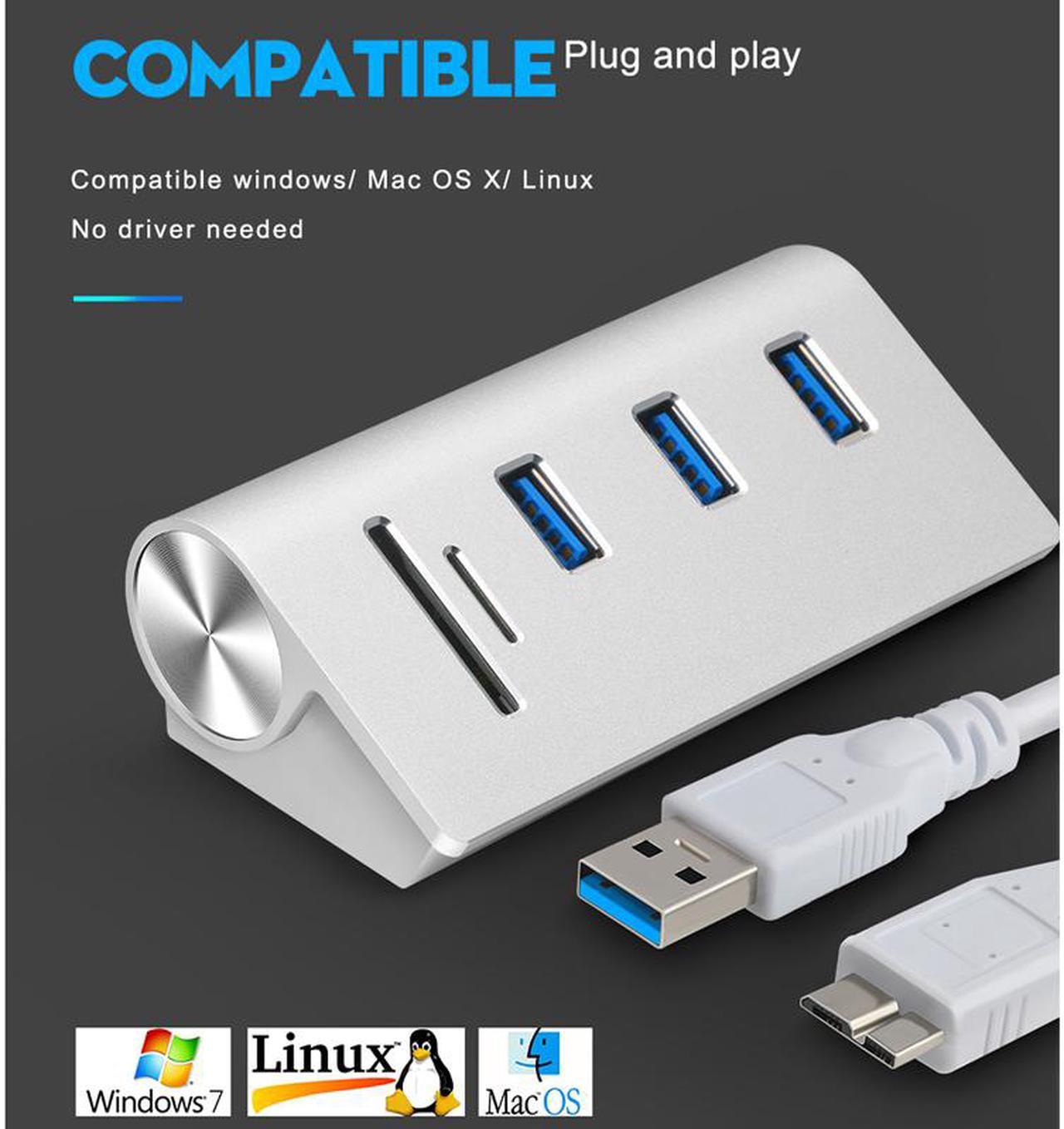 Alt view image 3 of 7 - Multi usb 3.0 hub 3 port adapter splitter Power Interface SD TF Card Reader for MacBook Air computer laptop accessories