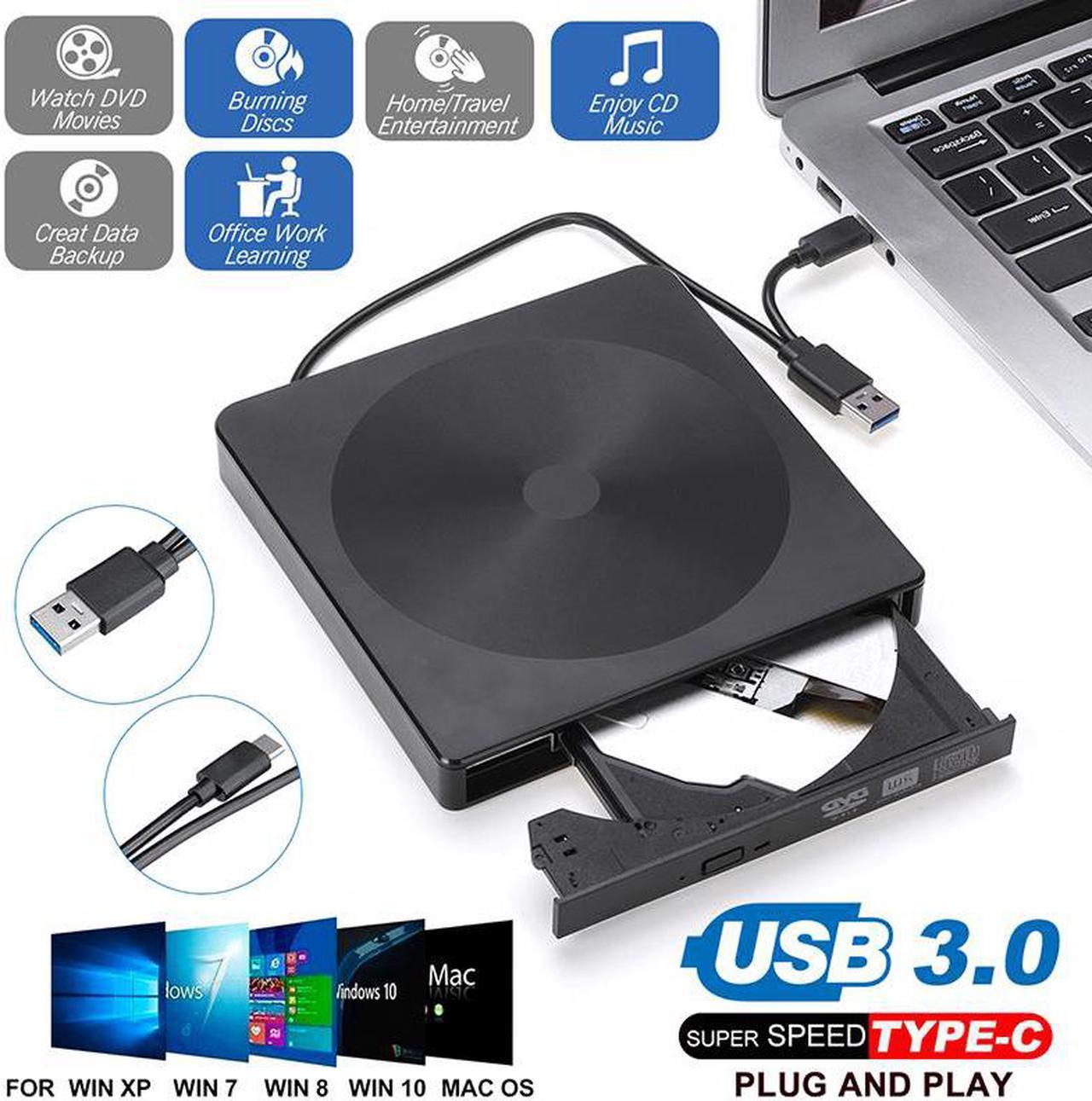 Portable USB 3.0 External DVD Drive 8X DVD+-R/RW DL Burner for Acer 5 Nitro Aspire 5 E 15 Inspire E15 Predator Helios 300 Gaming Laptop Computer, Super Super Multi 24X CD-RW Writer Black Plaid Pattern