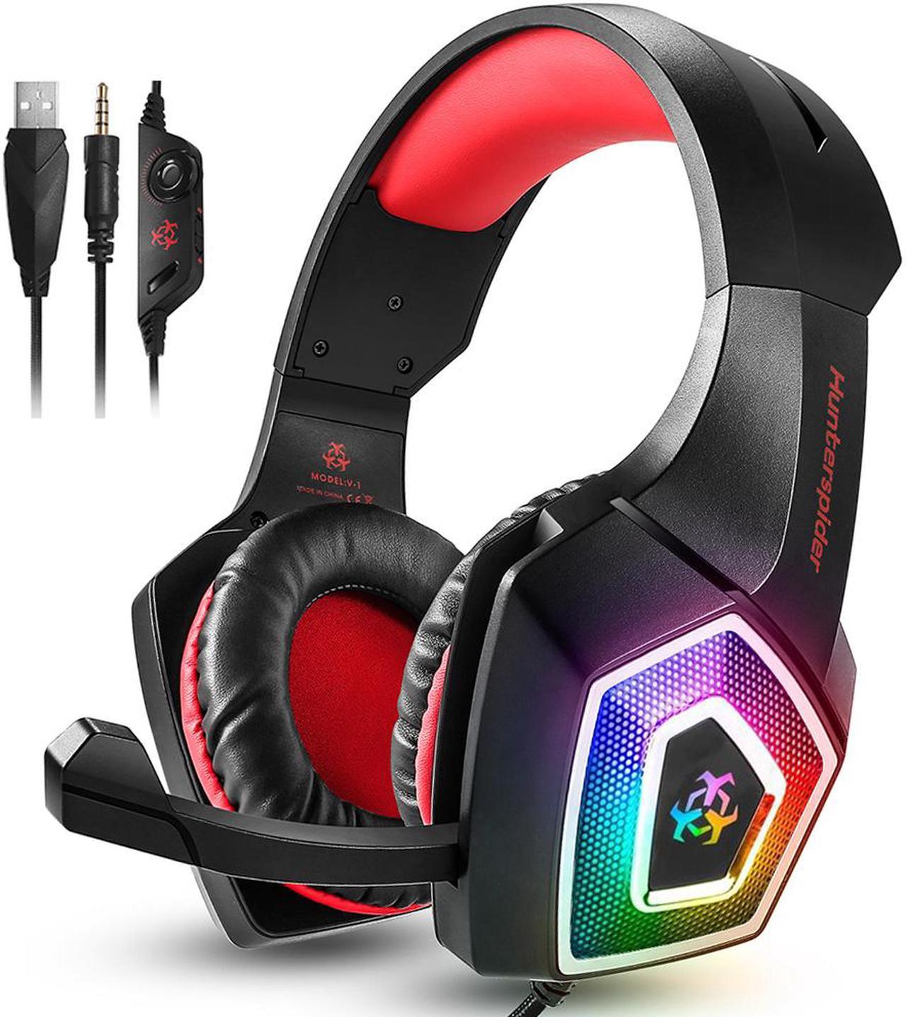 Gamer PC Gaming Headphone Wired Gaming Headset 7 Color LED Lights Low Distortion With Mute Button Volume Control Microphone for PS4 PC