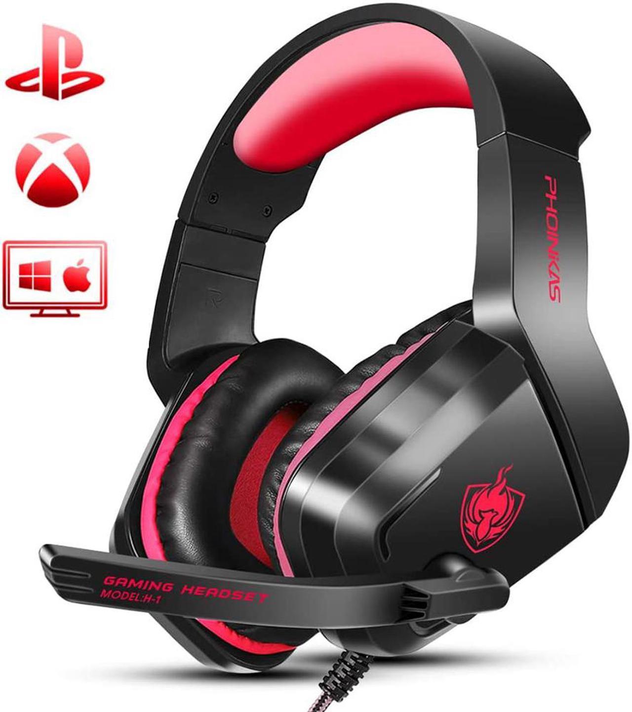 Gaming Headset Earphone 3.5mm Jack with LED Backlit and Mic Stereo Bass Noise Cancelling for Computer Game Player