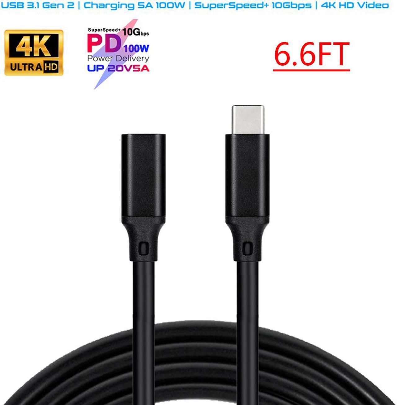 USB C Extension Adapter Cable, [200cm/6.6FT] Thunderbolt 3 USB 3.1 Type-C Fast Charging,4K HD Vedio, Audio Transfer, Data Sync Extend Cord Compatible with MacBook Pro,Nintendo Switch,Pixel 3/2/XL