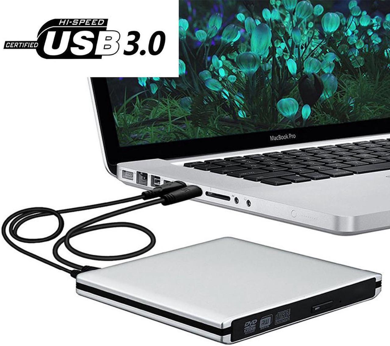 USB3.0 Ultra Slim External DVD Drive Burner Optical Drive CD+/-RW DVD +/-RW Superdrive Compatible with Mac MacBook Pro Air iMac and Laptop Mac OS Windows 10 8 7 XP