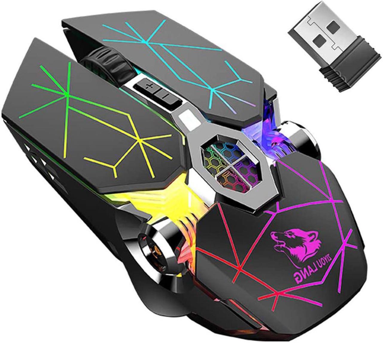 Wireless Gaming Mouse Rechargeable, RGB Multi-Colour Backlit Game Mice with 7 Buttons Computer Accessories,2.4G Silent Optical,3 Adjustable DPI Game Mouse Power Saving Mode for Laptop/PC/Notebook