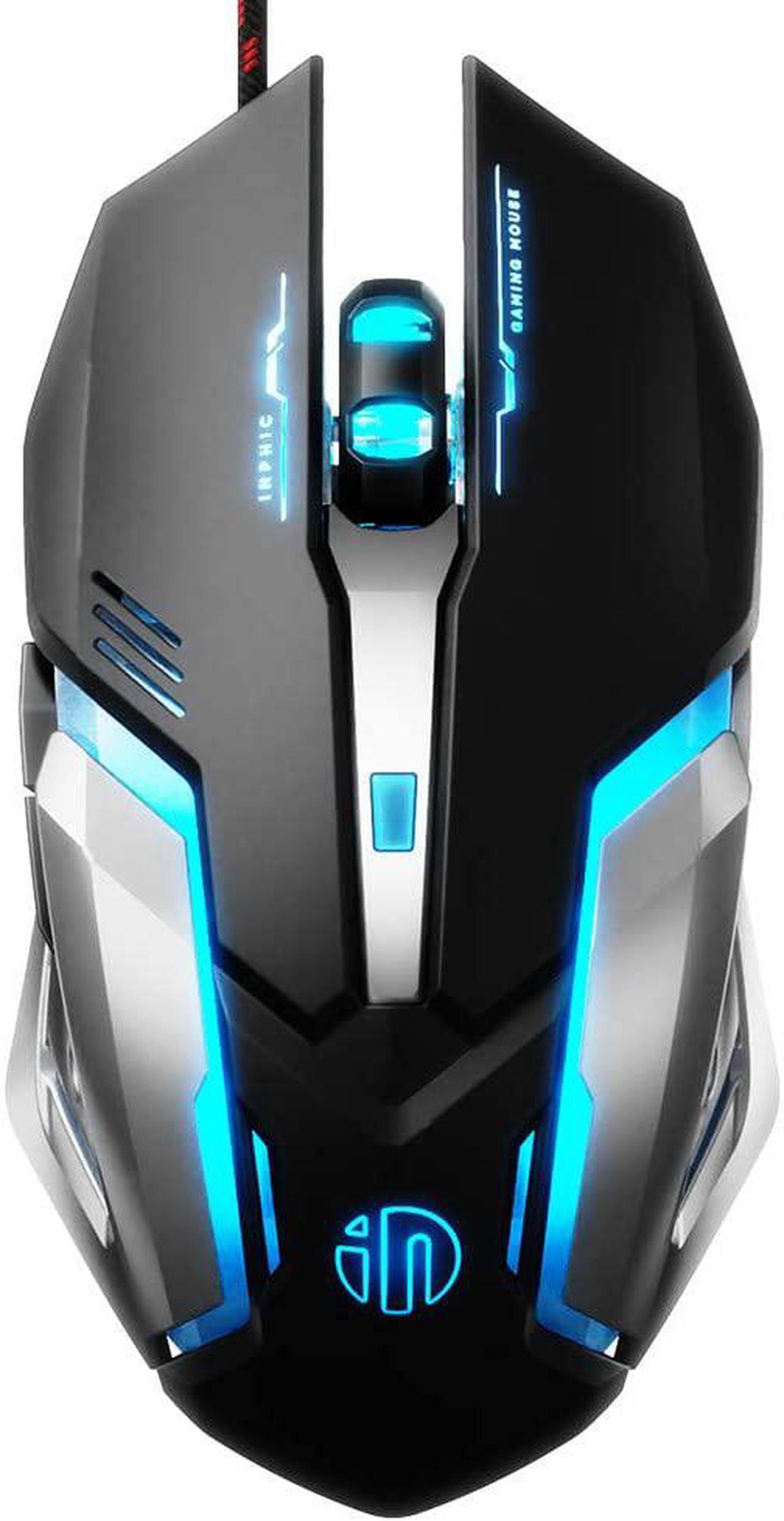 Gaming Mouse Wired, Ergonomic Game USB Computer Mice RGB Gamer Desktop Laptop PC Gaming Mouse, 7 Programmable Buttons for Windows 7/8/10/XP Vista Linux (BLACK)