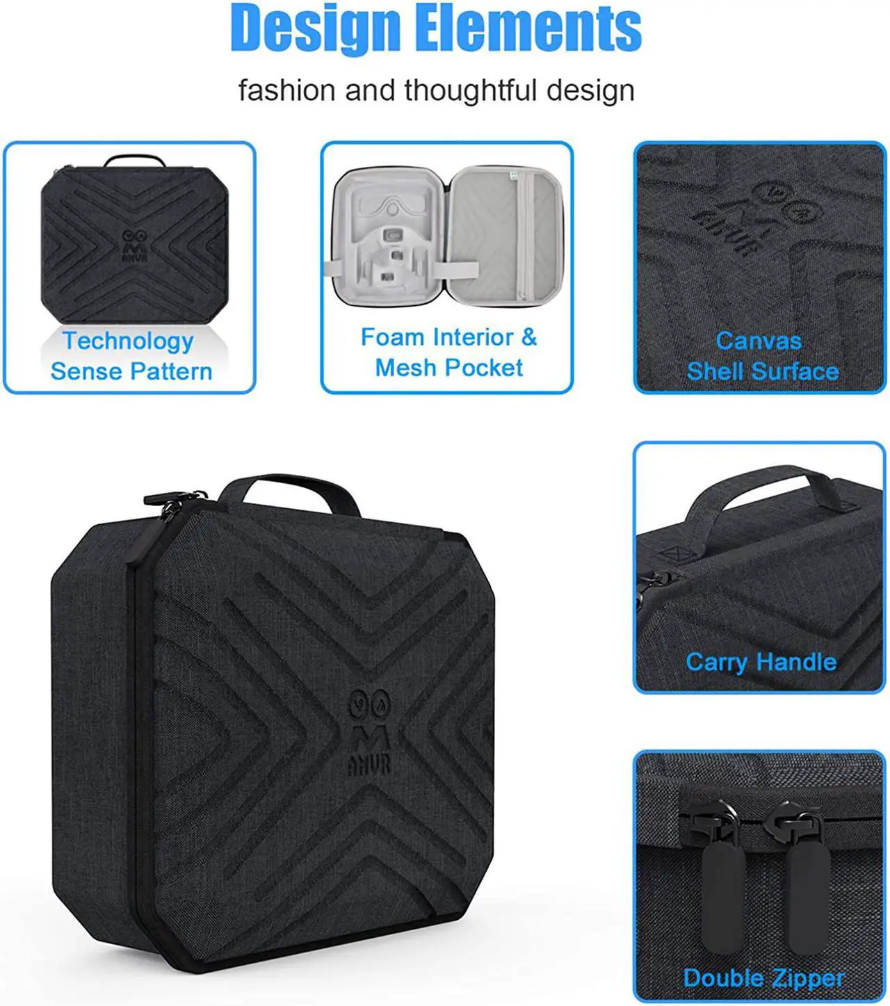 Alt view image 7 of 7 - Portable Fashion Travel Case for Oculus Quest 2, Storing VR Gaming Headset and Touch Controllers Accessories Carrying Bag (Black_
