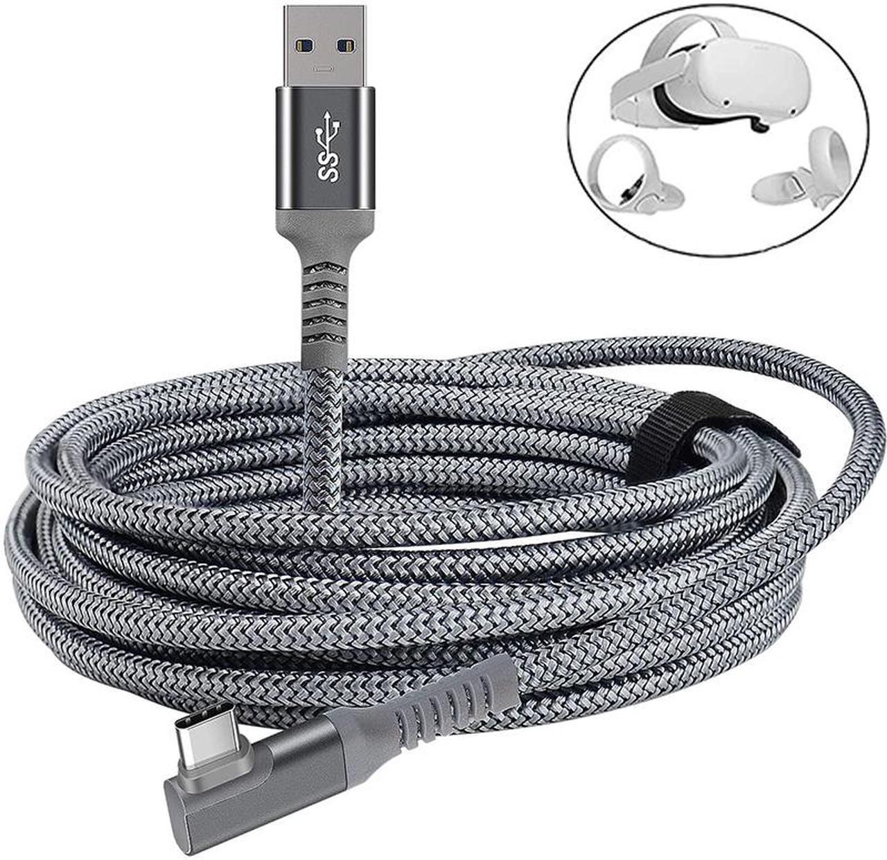 For Oculus Quest 2 Link Cable 20ft/6M, Oculus Link Cable with Signal Booster, 90 Degree Angled High Speed Data Transfer & Fast Charging Cable for Oculus Quest VR Headset and Gaming PC (Grey)