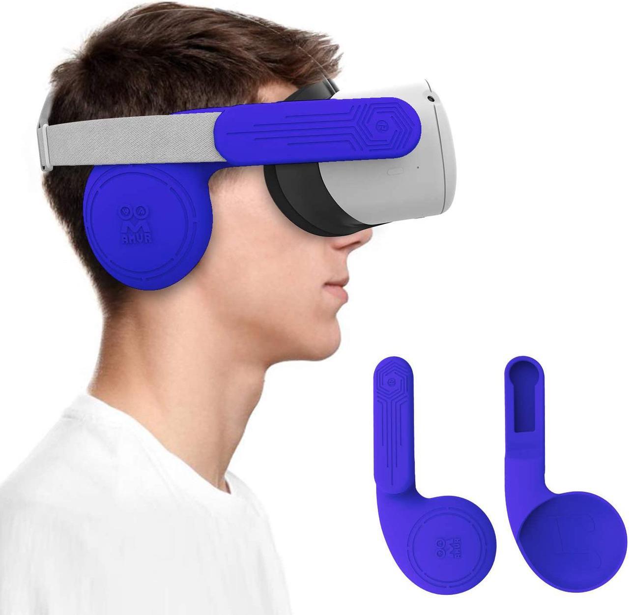 Silicone Ear Muffs for Oculus Quest 2 VR Headset to Enhanced Headset Sound, Quest 2 Accessories Headphone Extension Cover (Blue, 1 Pair)