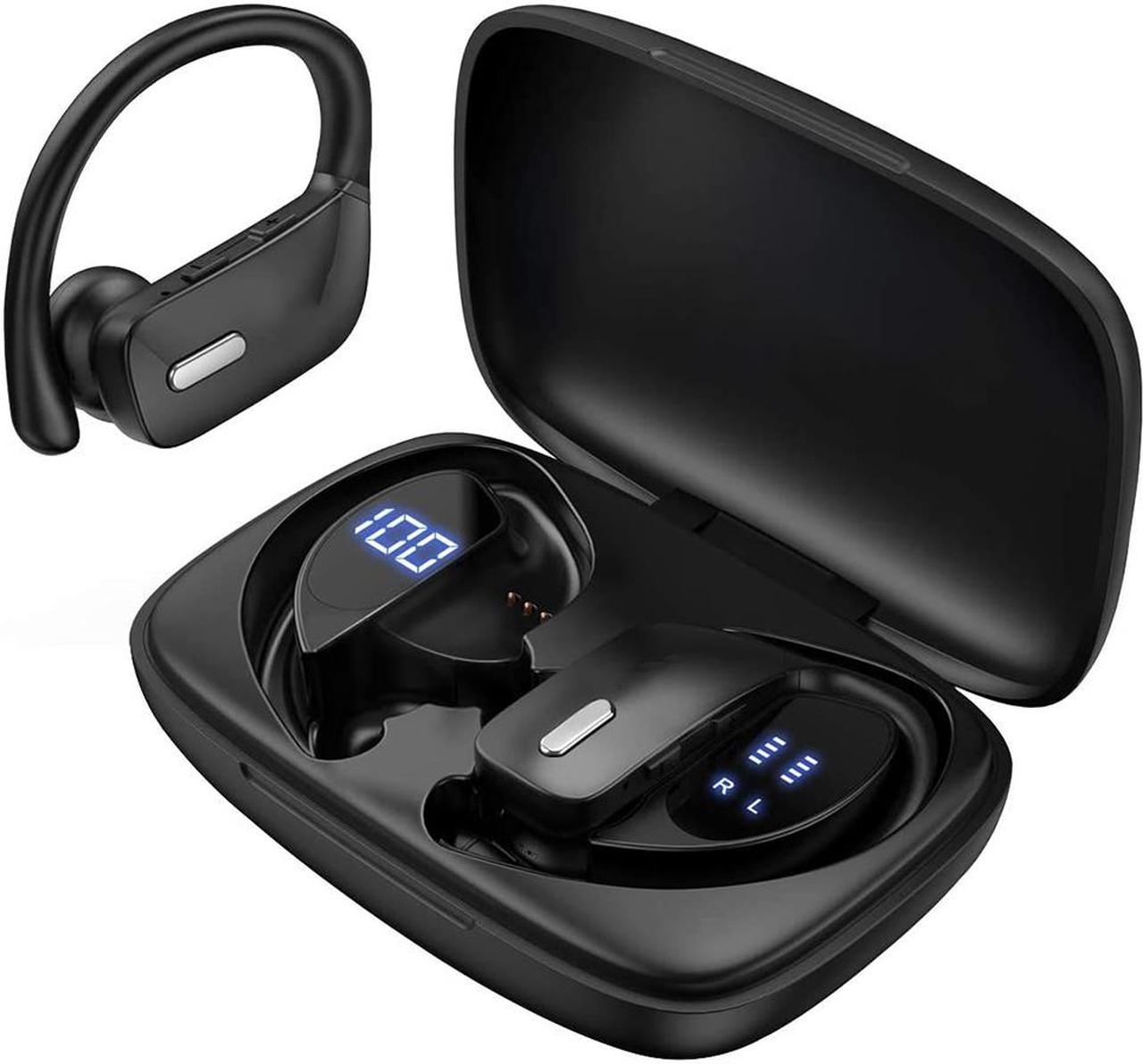 Ture Wireless Earbuds, TWS Bluetooth Headphones 48H Play Back Earphones TWS Deep Bass in Ear Waterproof with Microphone LED Display for Sports Black