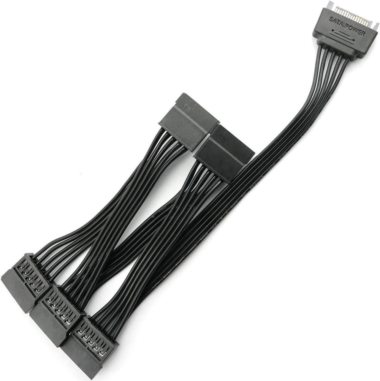 1-Pack SATA 15 Pin Male to 5 SATA 15 Pin Female Power Connector Splitter Cable - 24 Inches (60cm)