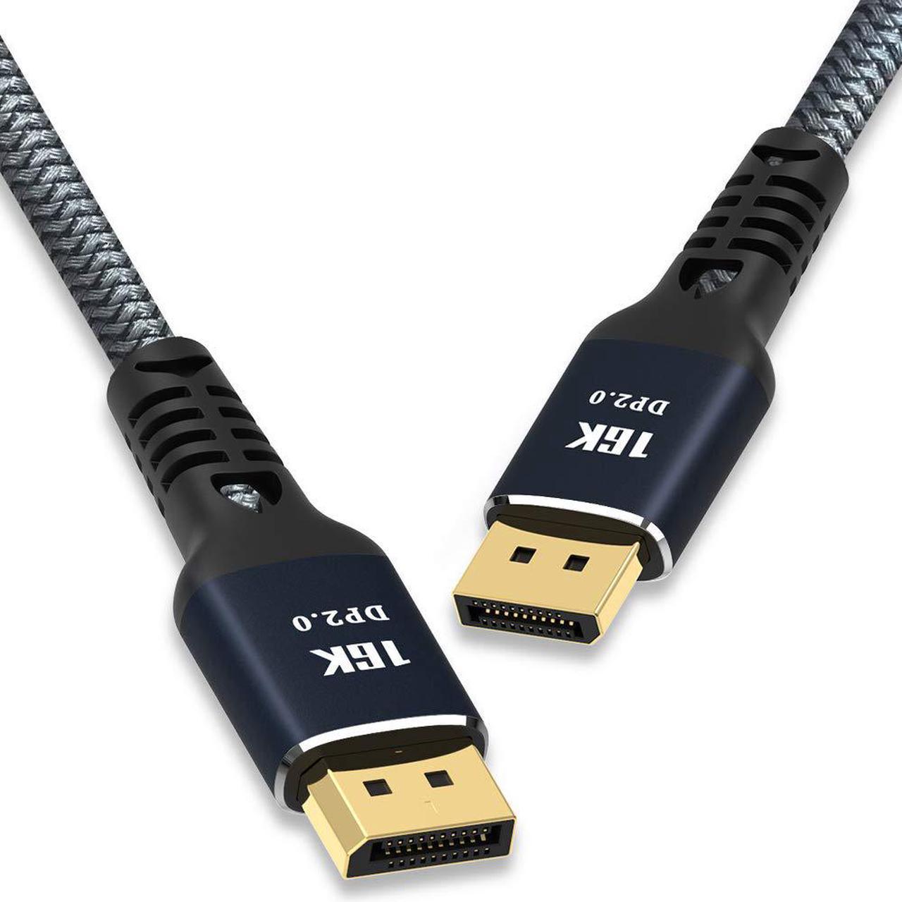 Display Port Cable 2.0 16K 10K 8K 4K DP1.4 DP1.2 HBR3 16K (15360x8640) @ 60Hz 10K / 8K @ 60Hz 4K @ 165Hz 144Hz High speed 80Gbps HDCP 3D Ultra thin and flexible DP-to-DP cable 6.6ft 2M