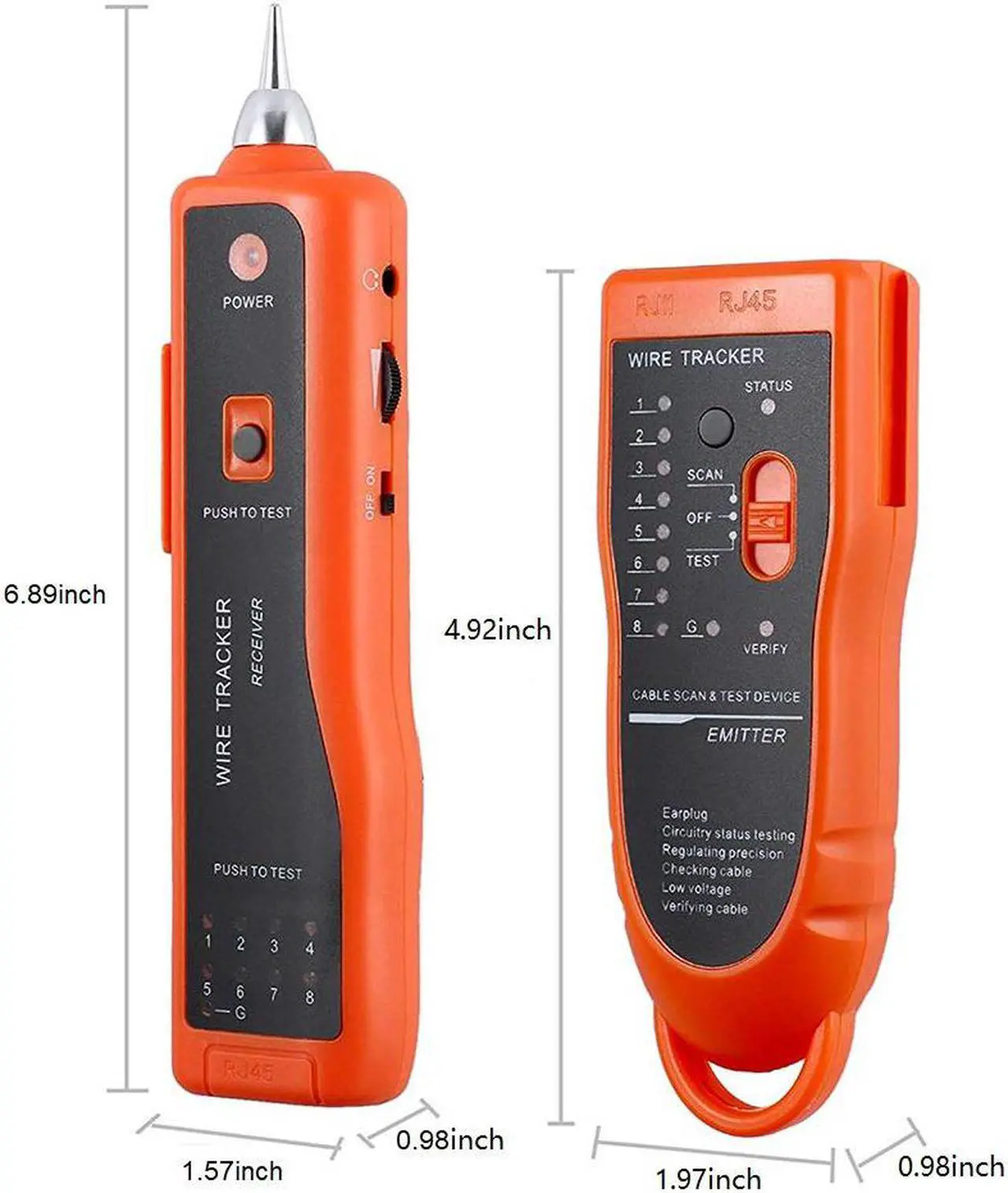 Alt view image 6 of 7 - Wire Tester RJ45 RJ11 Cable Tracker Line Finder Multifunction Wire Tracker Ethernet LAN Network Cat5 Cat6 with Earphone for Cable Collation, Network Maintenance Collation, Telephone Line Test