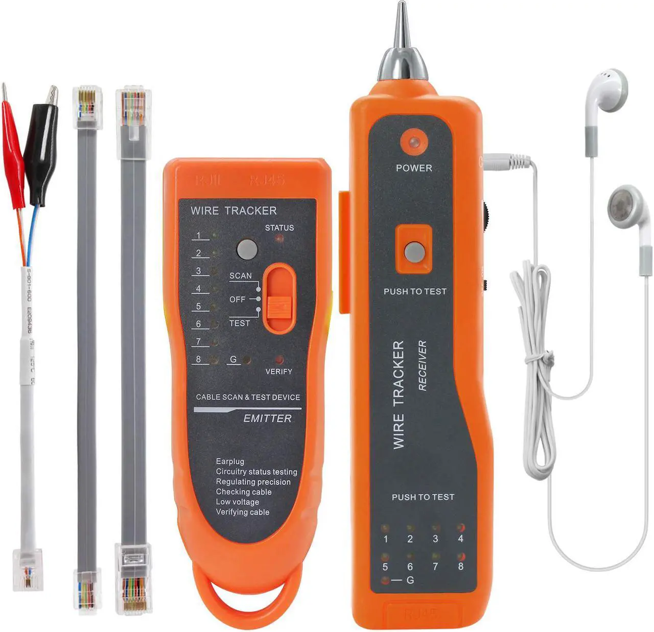 Main image of Wire Tester RJ45 RJ11 Cable Tracker Line Finder Multifunction Wire Tracker Ethernet LAN Network Cat5 Cat6 with Earphone for Cable Collation, Network Maintenance Collation, Telephone Line Test